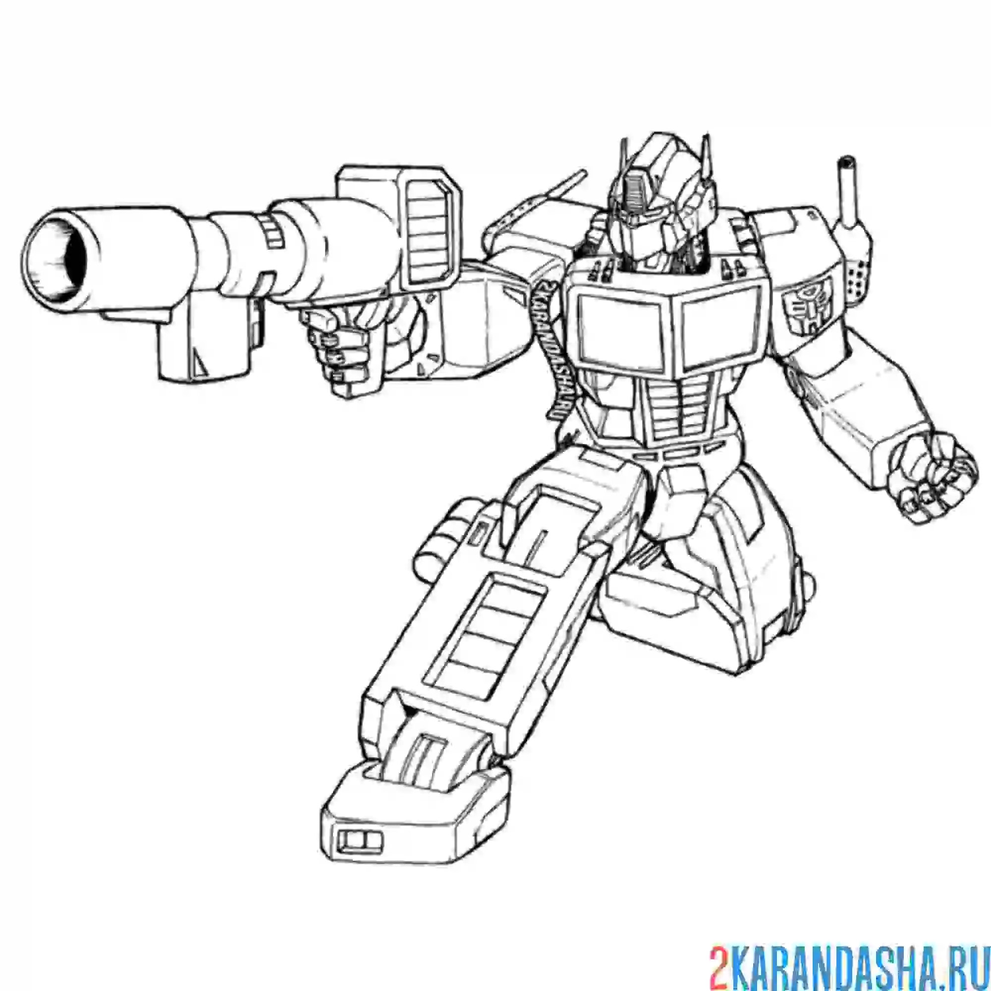 Раскраска оптимус прайм с пушкой