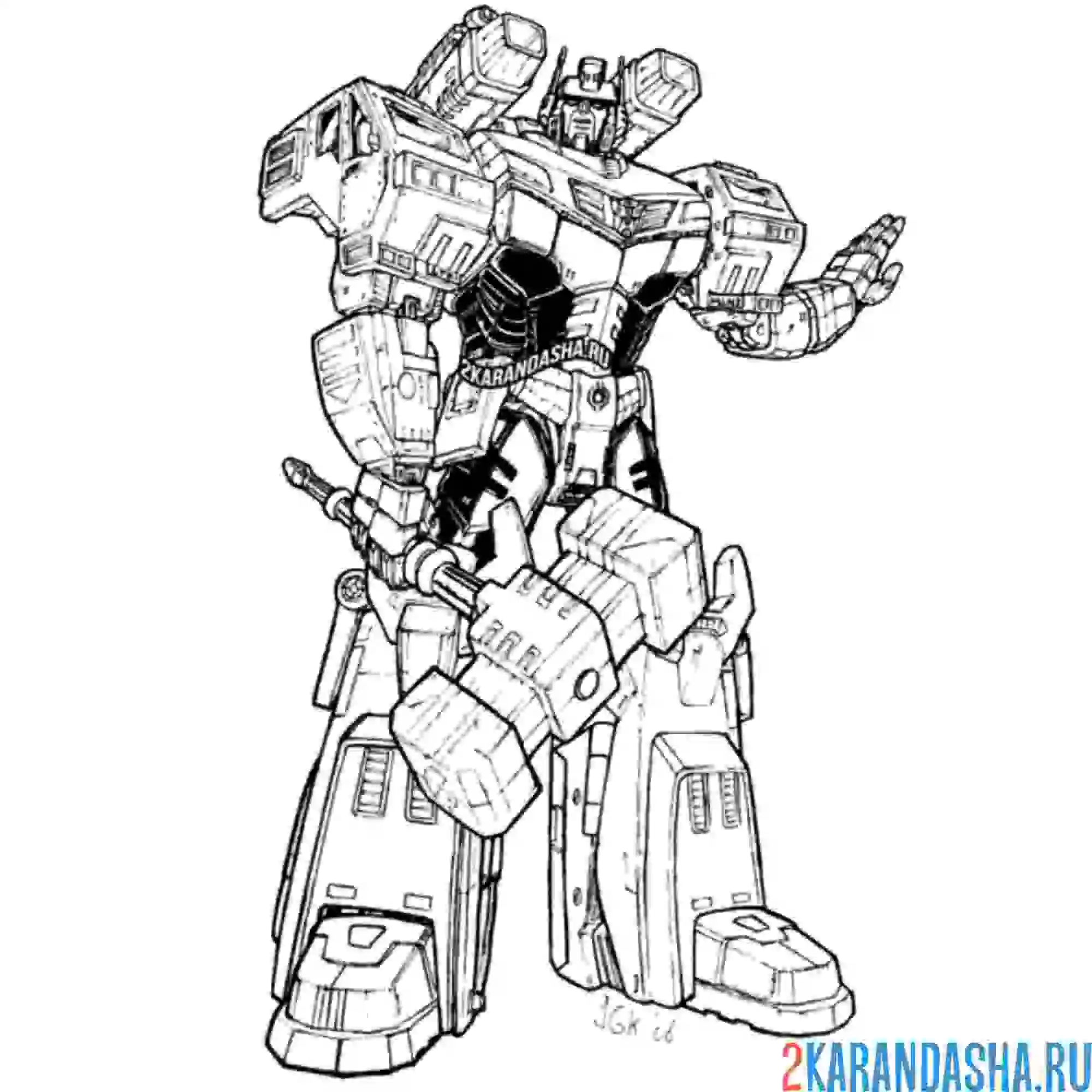 Раскраска трансформер с кувалдой