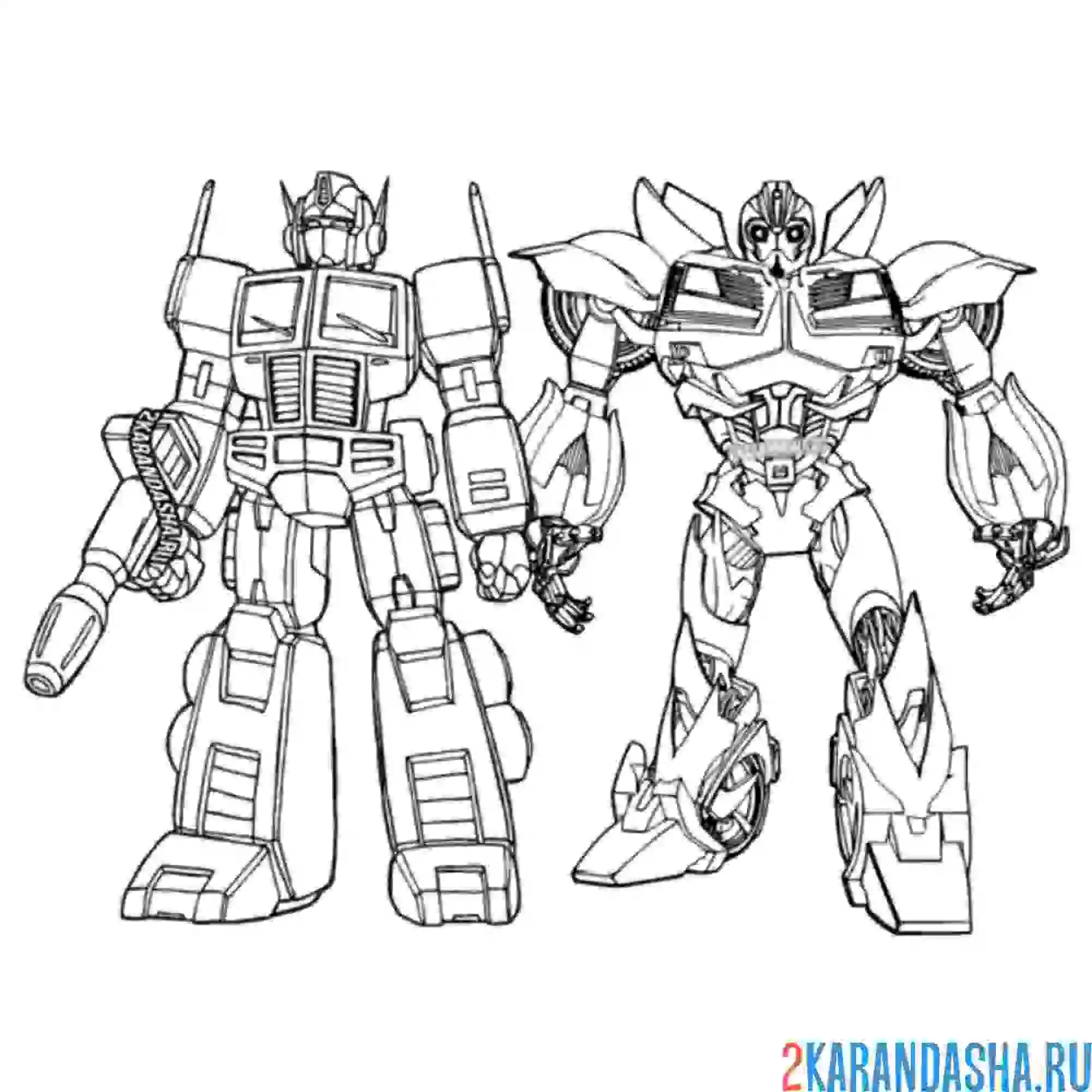 Раскраска оптимус прайм и бамблби