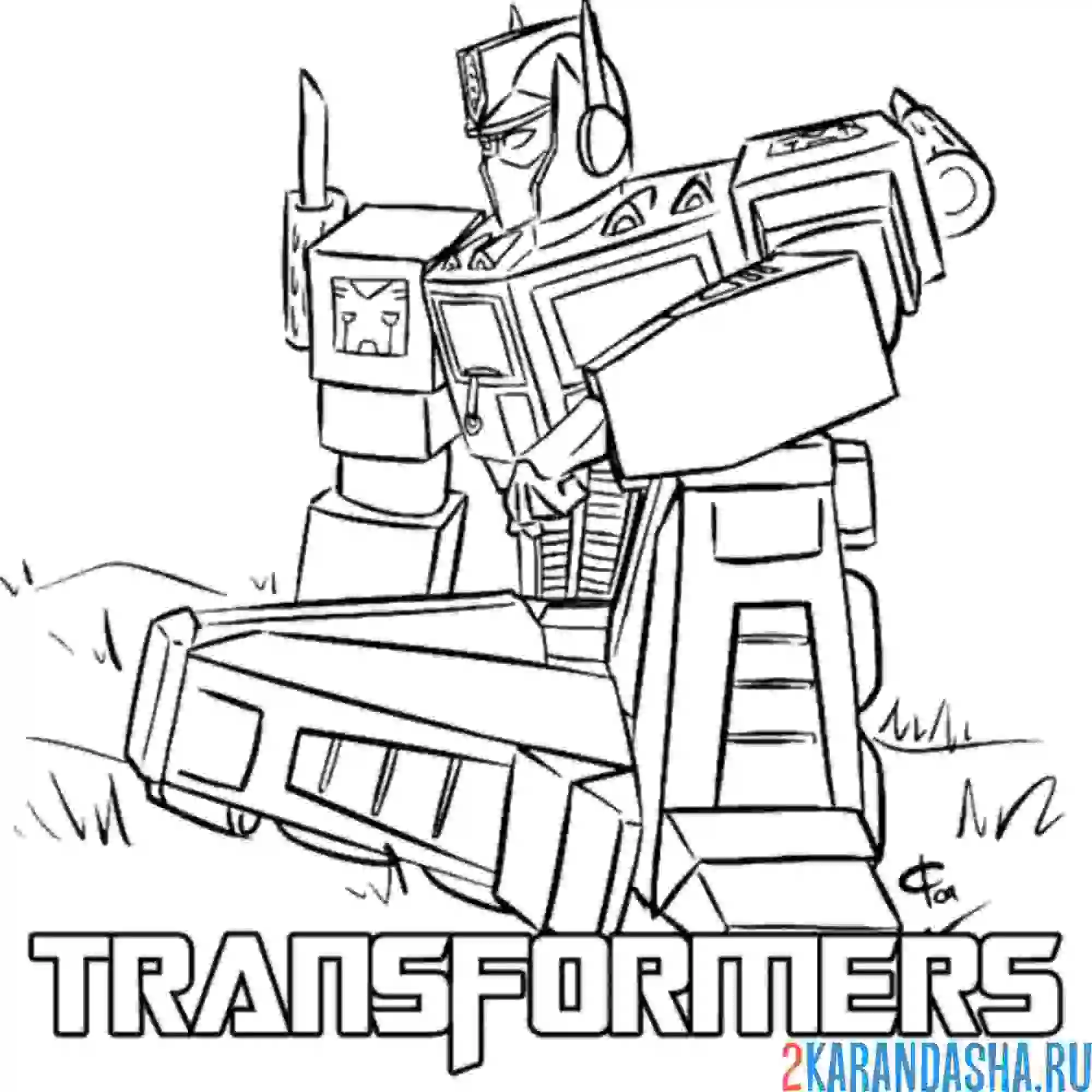 Раскраска трансформер оптимус-прайм думает