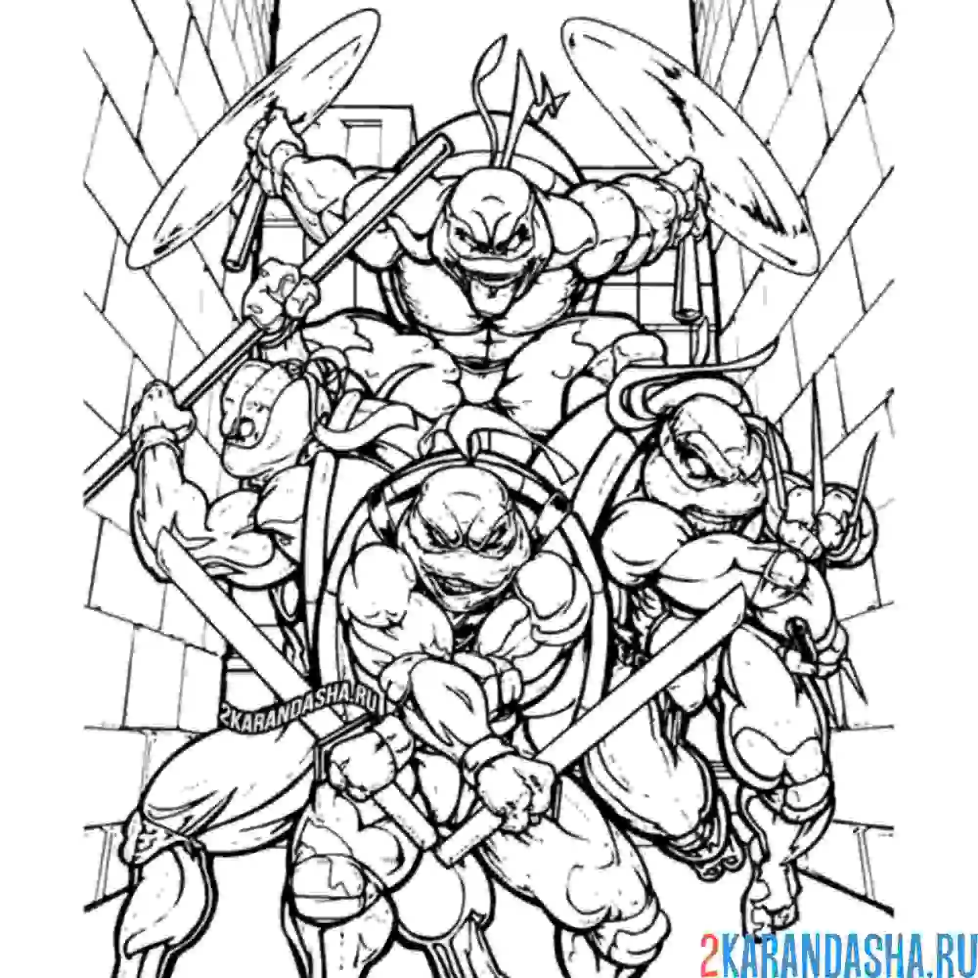 Раскраска суровые напарники черепашки-ниндзя