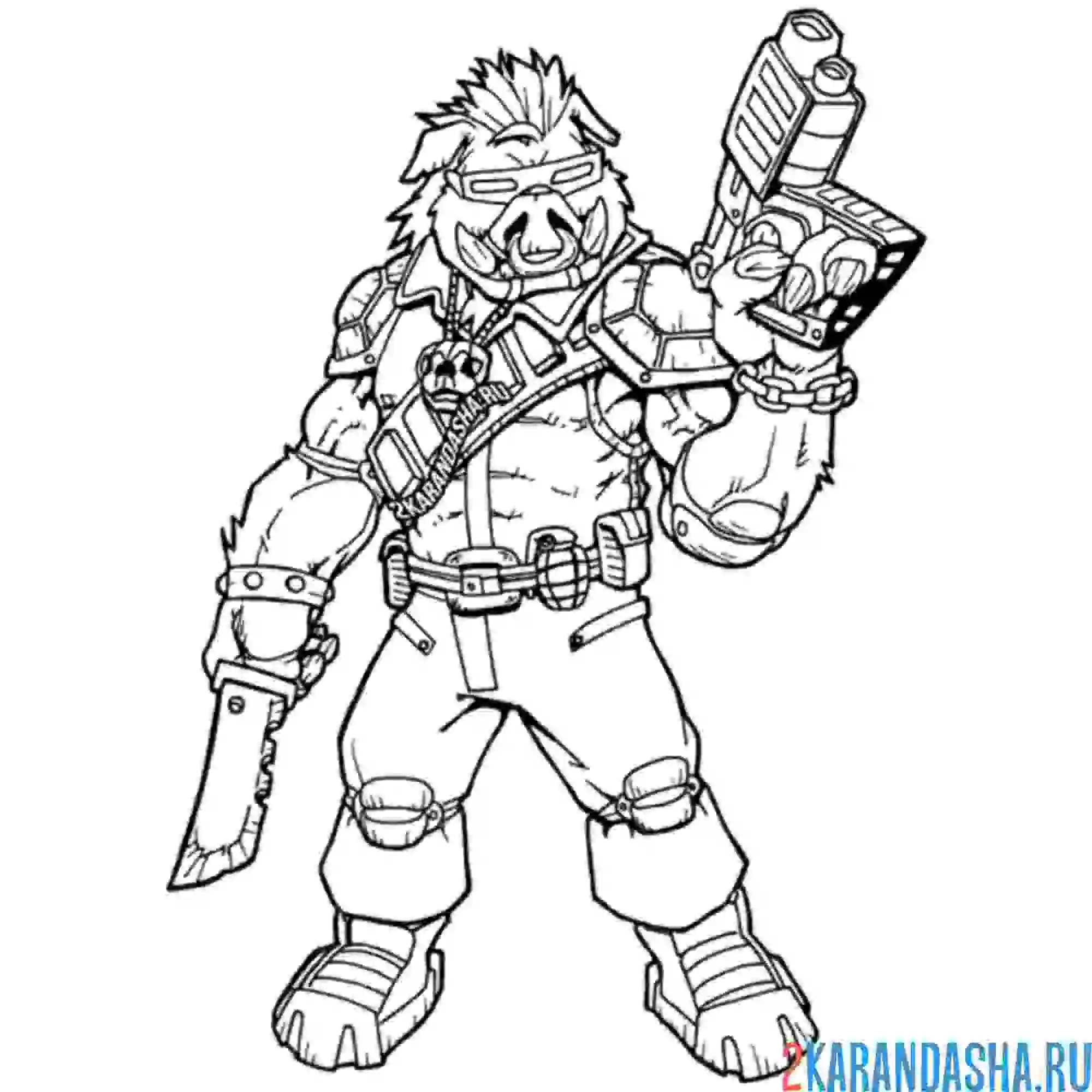 Раскраска бибоп кабан черепашки-ниндзя