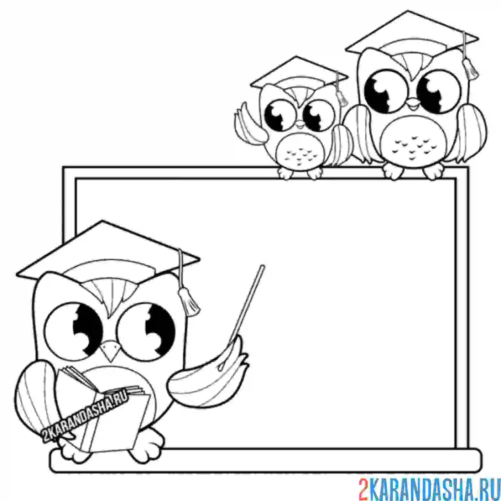 Раскраска сова учит совят