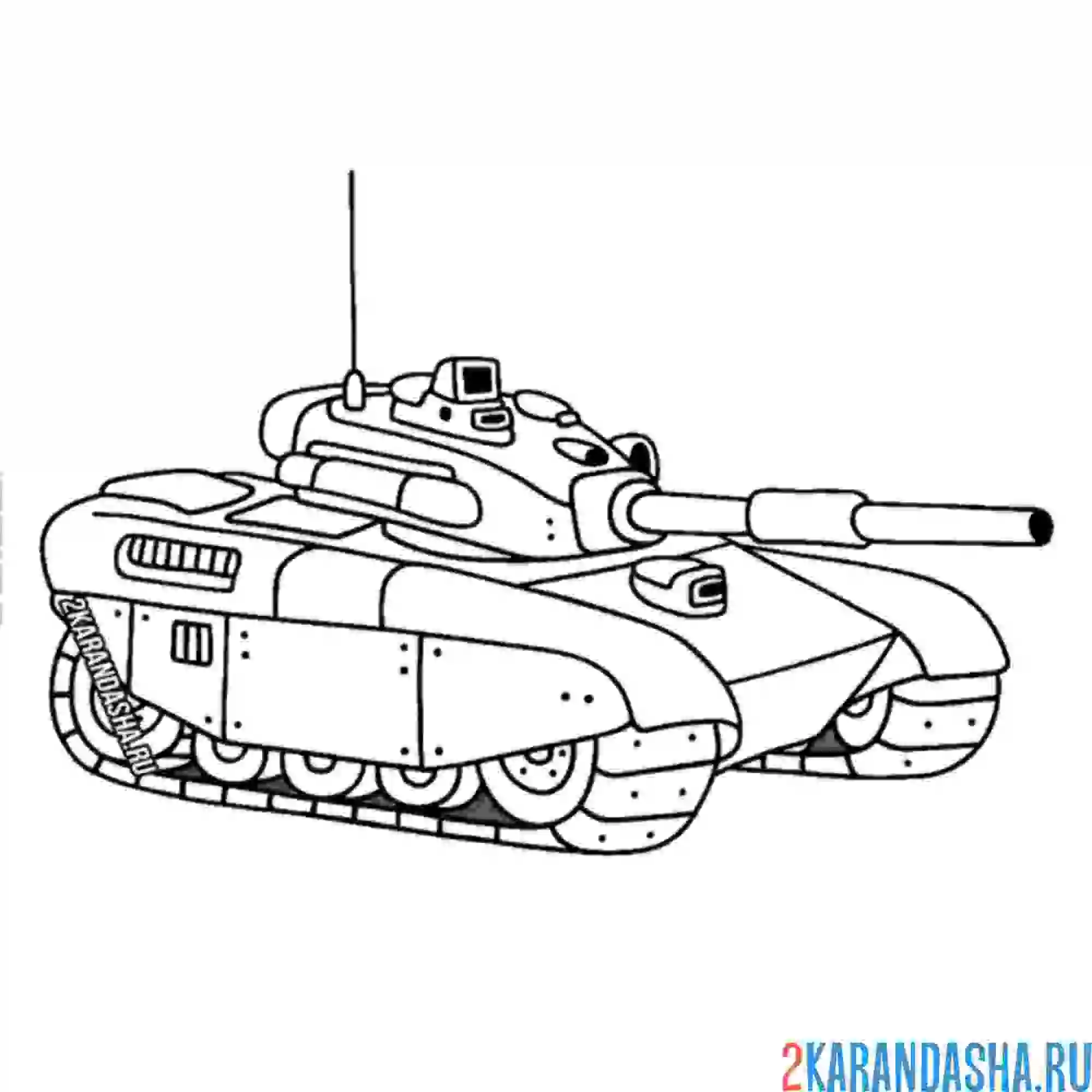 Раскраска танк моделька