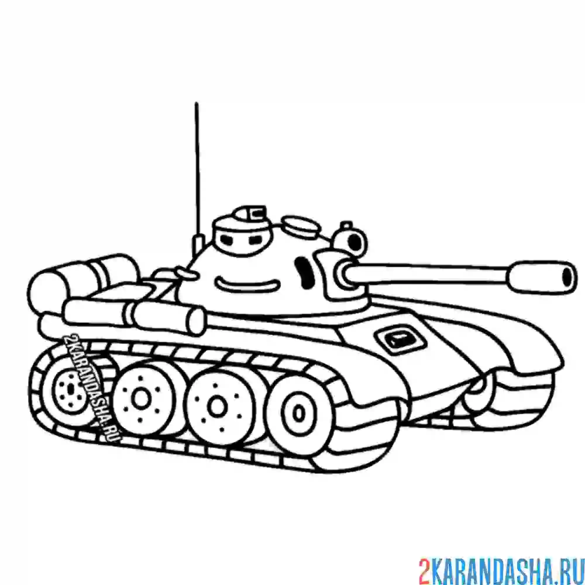 Раскраска танк гусеничный