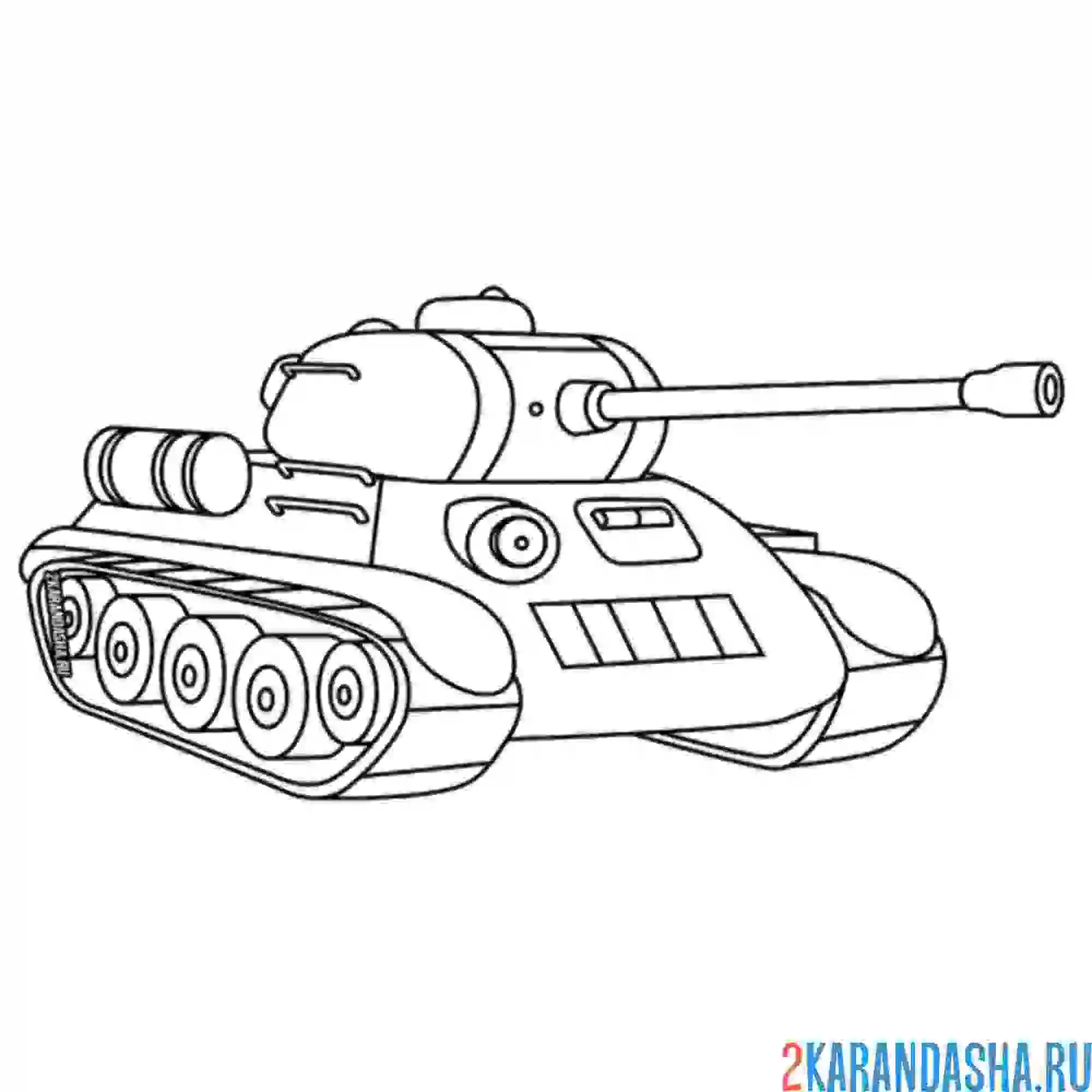 Раскраска танк для малышей в детский сад