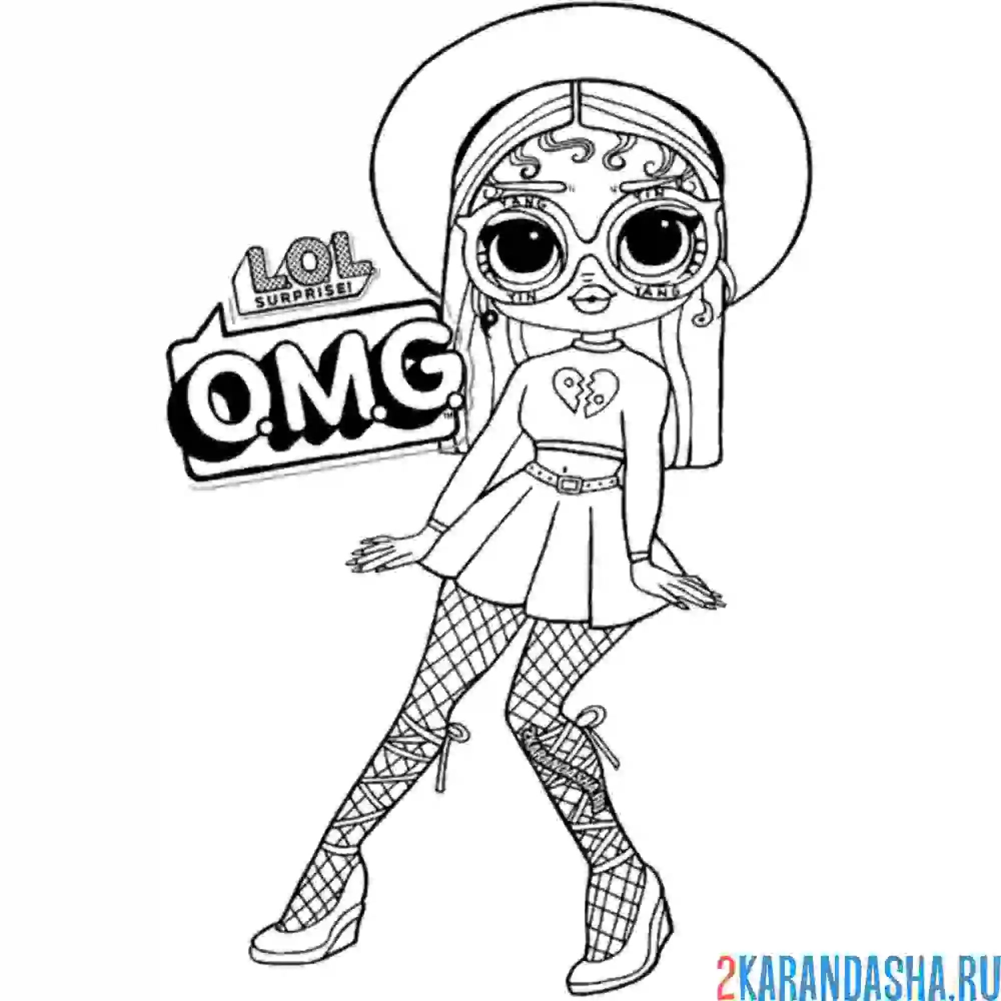Раскраска лол омг в шляпе и очках