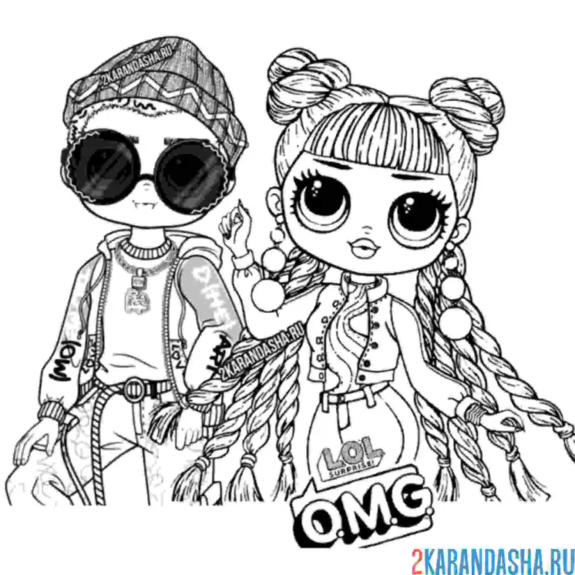 Раскраска лол омг мальчик и девочка