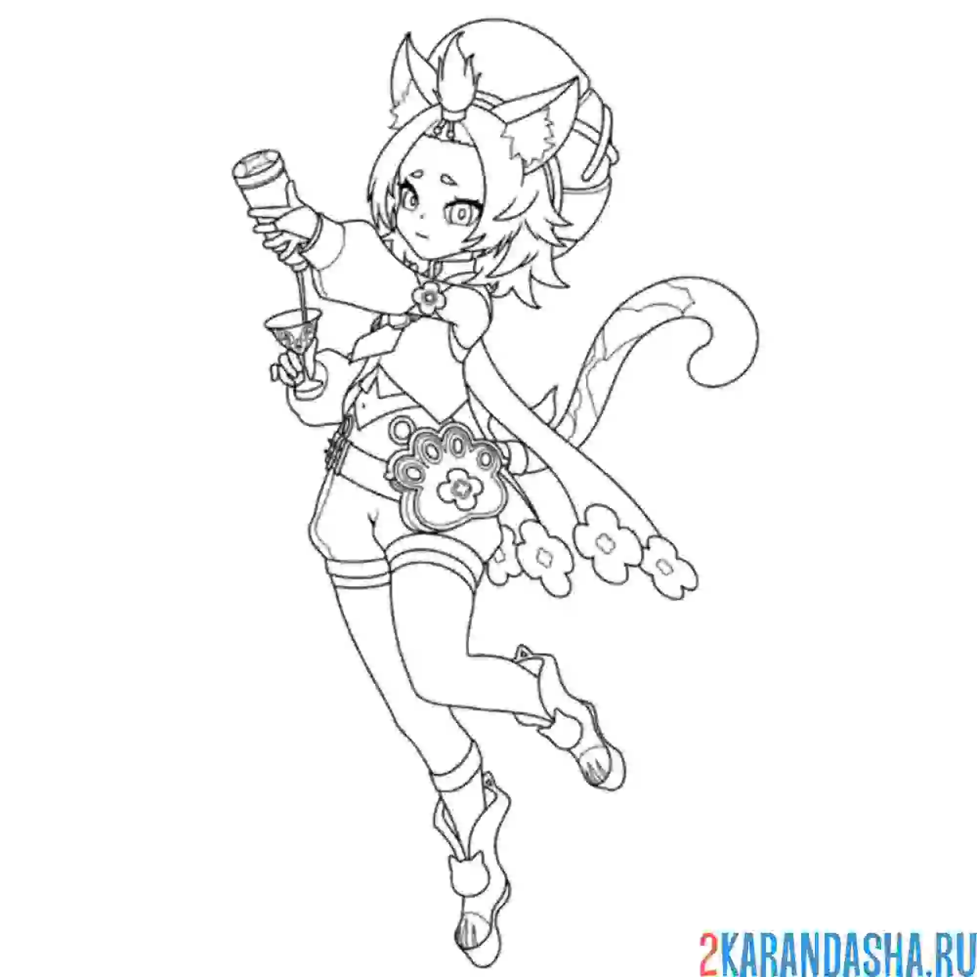 Раскраска диона геншин импакт