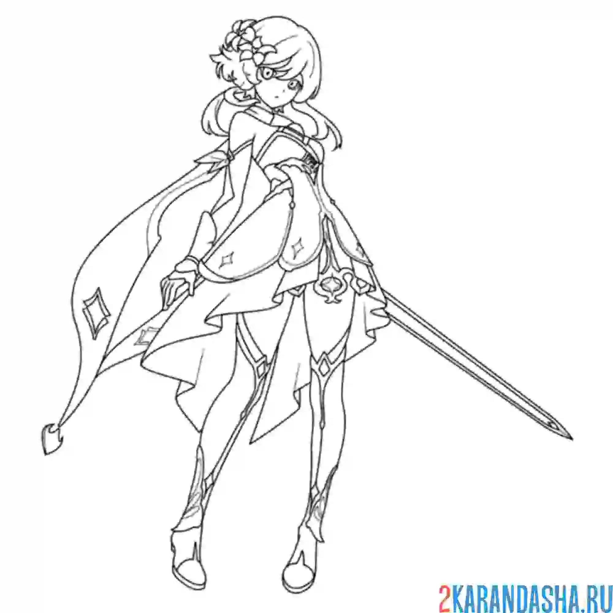 Раскраска геншин импакт милая девушка