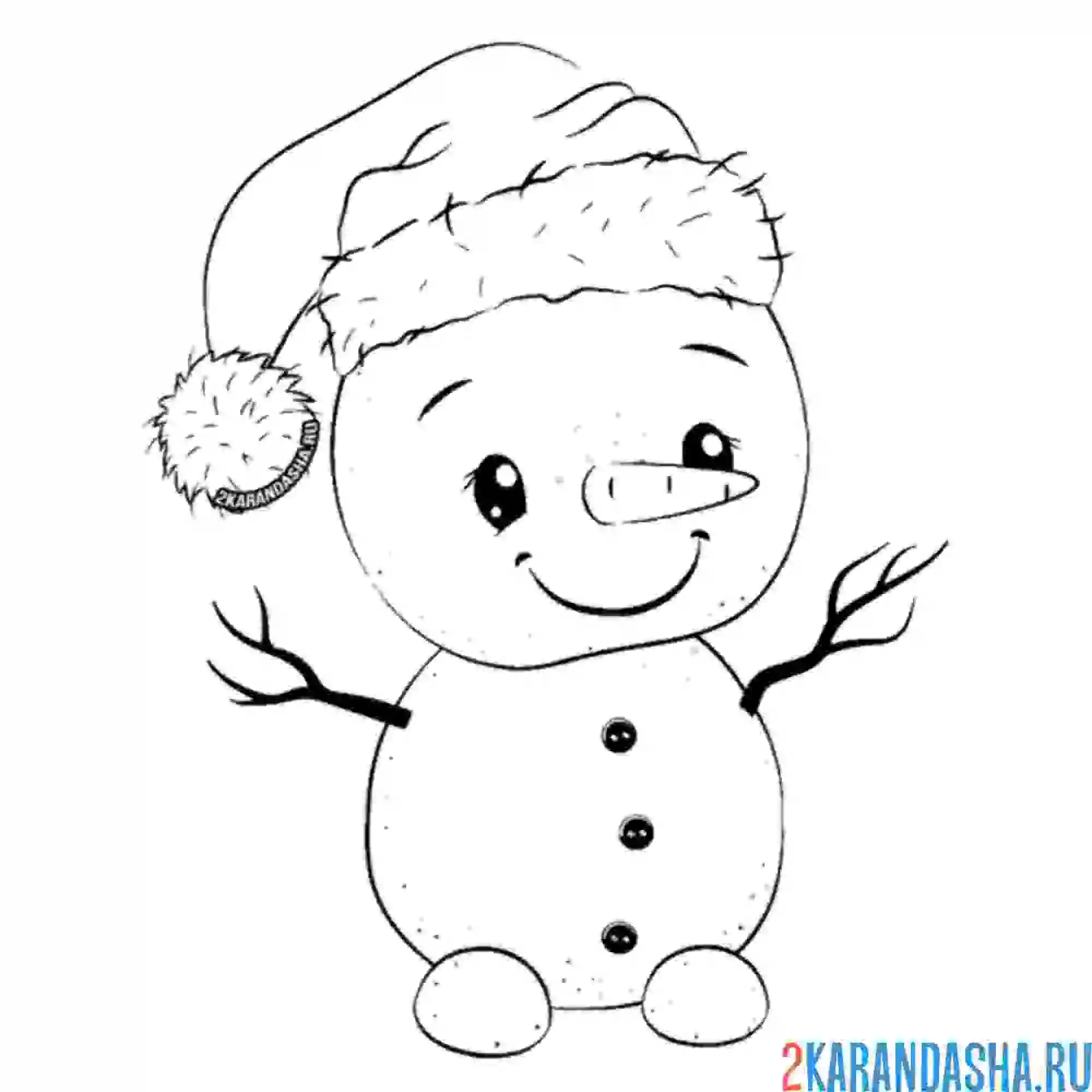 Раскраска маленький снеговичок