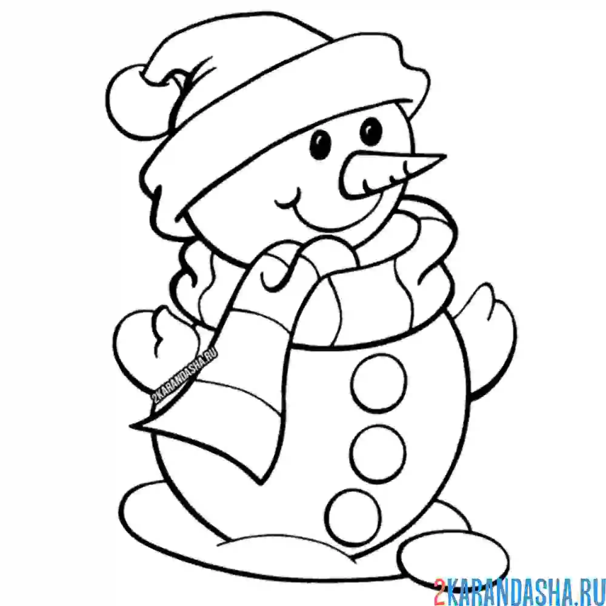 Раскраска снеговик с морковкой