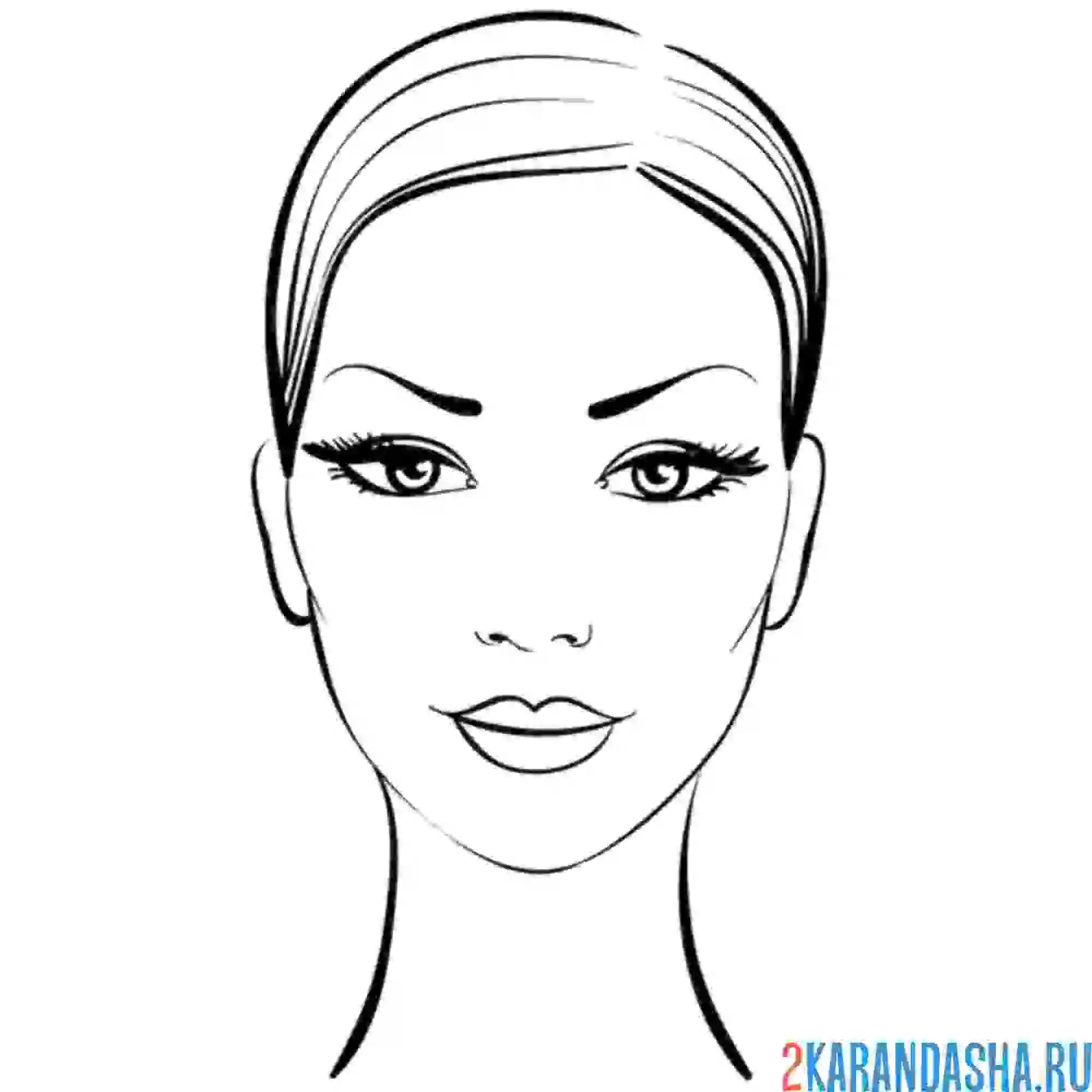 Раскраска голова модель для макияжа