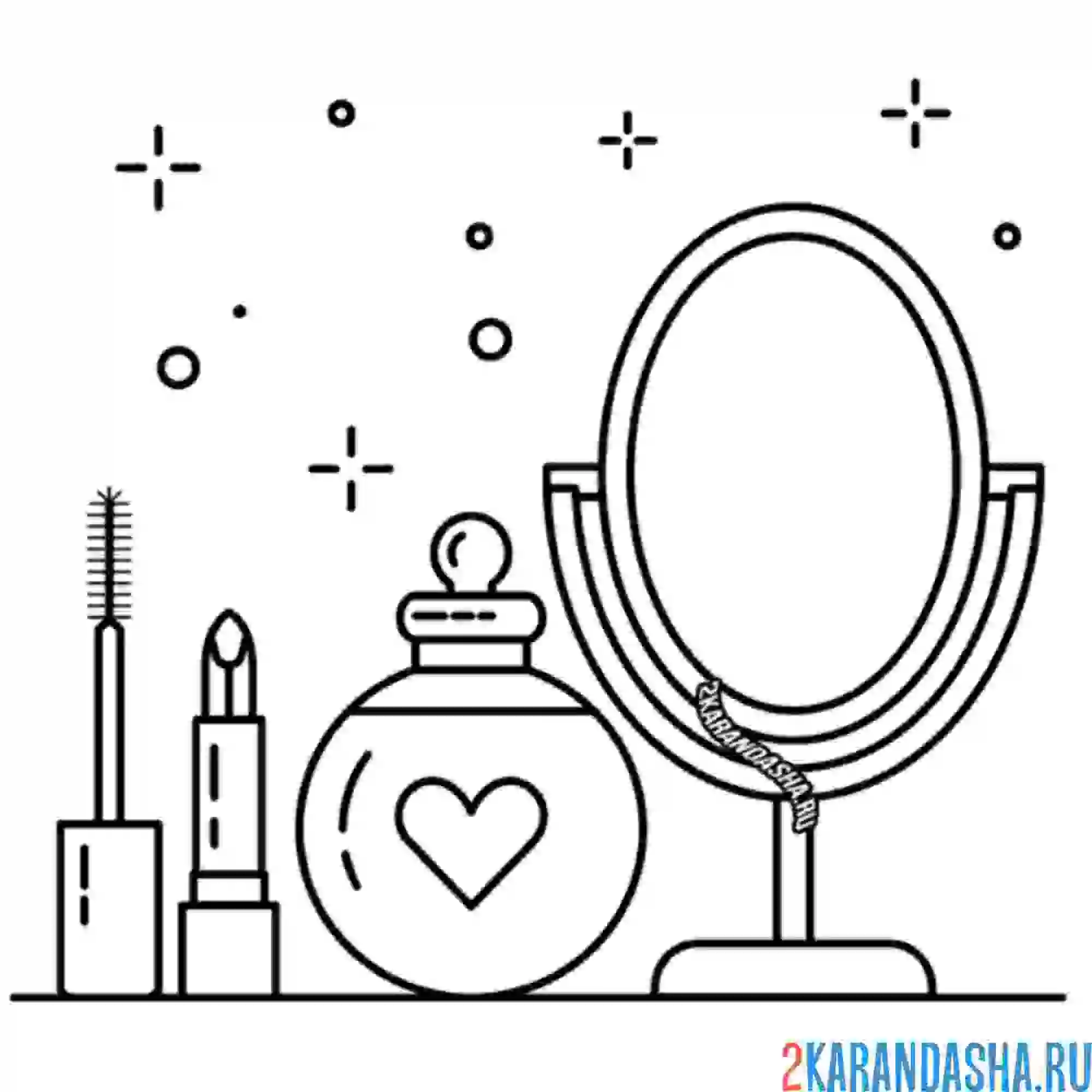 Раскраска декоративная косметика зеркало