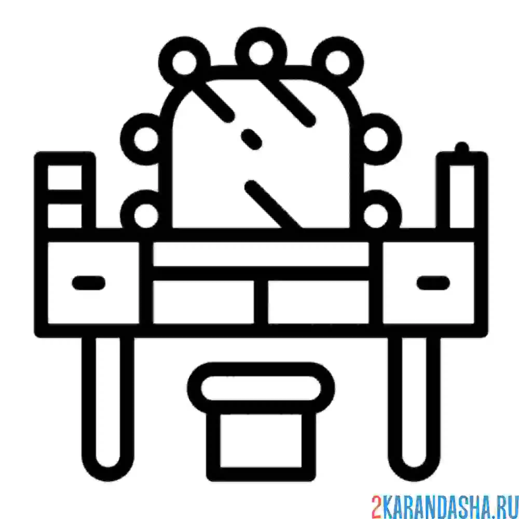 Раскраска гримерны стол и косметика