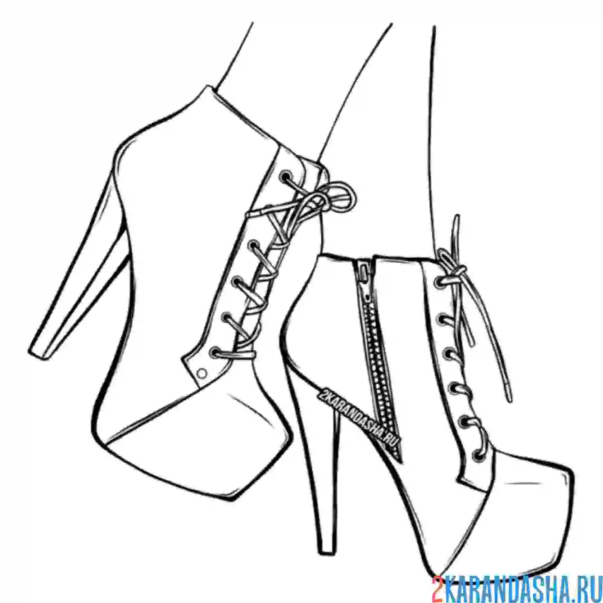 Раскраска обувь высокие каблуки