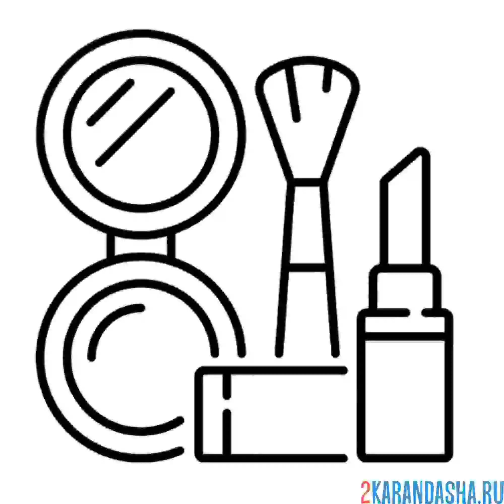 Раскраска набор косметики и пудра