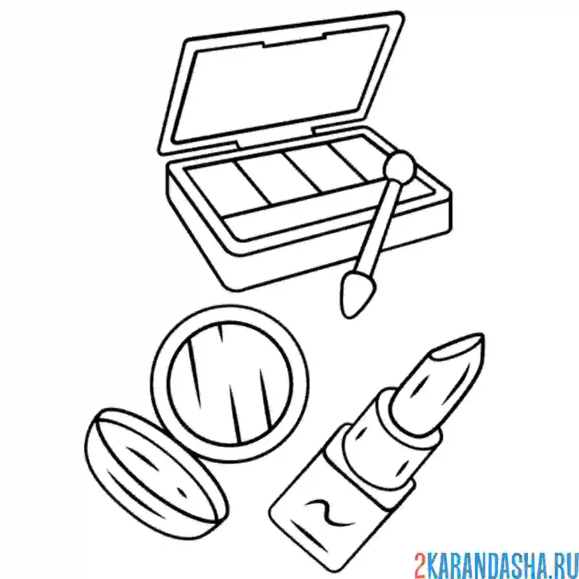 Раскраска набор косметики пудра, тени и губная помада