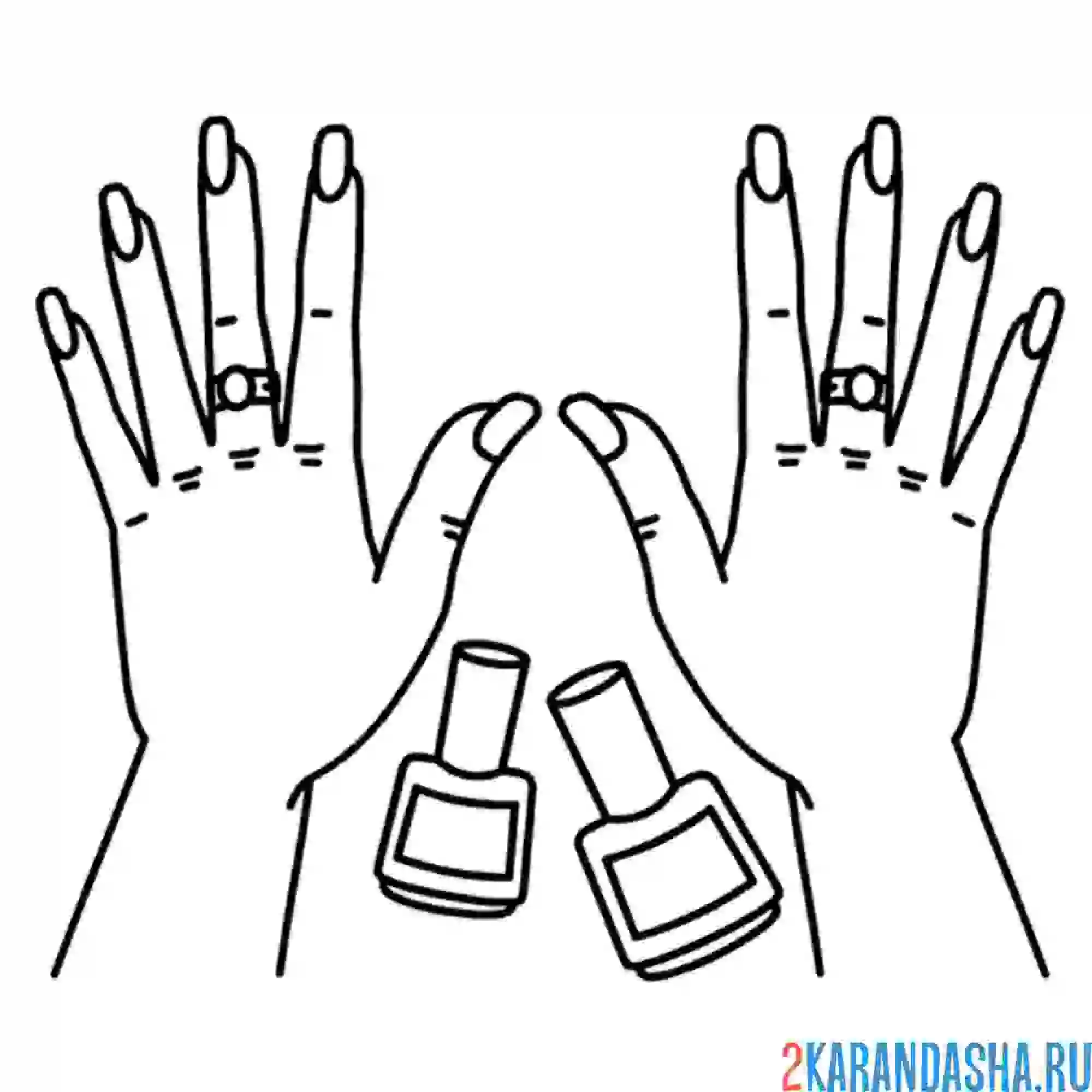 Раскраска деву руки с ногтями