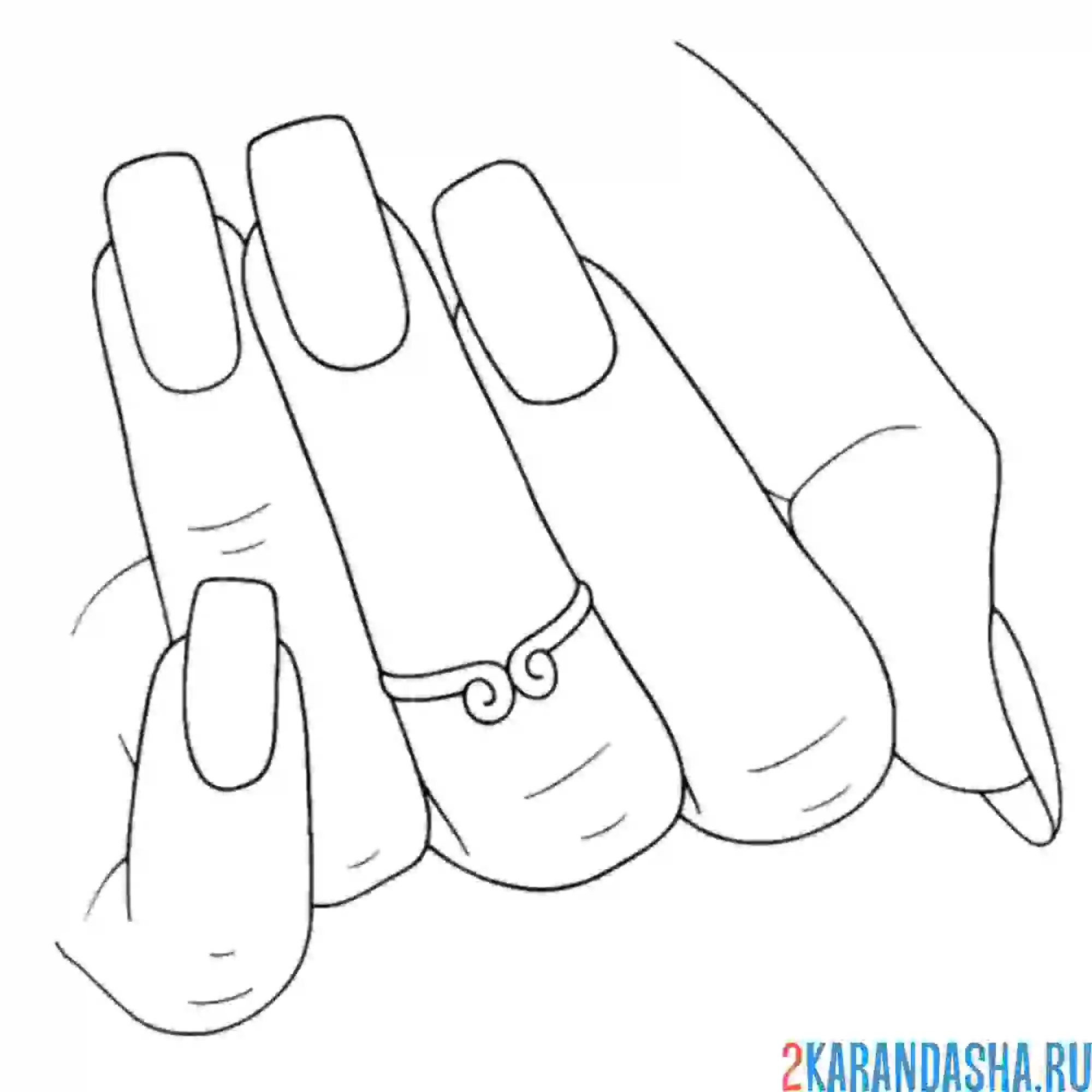 Раскраска красивые длинные ногти