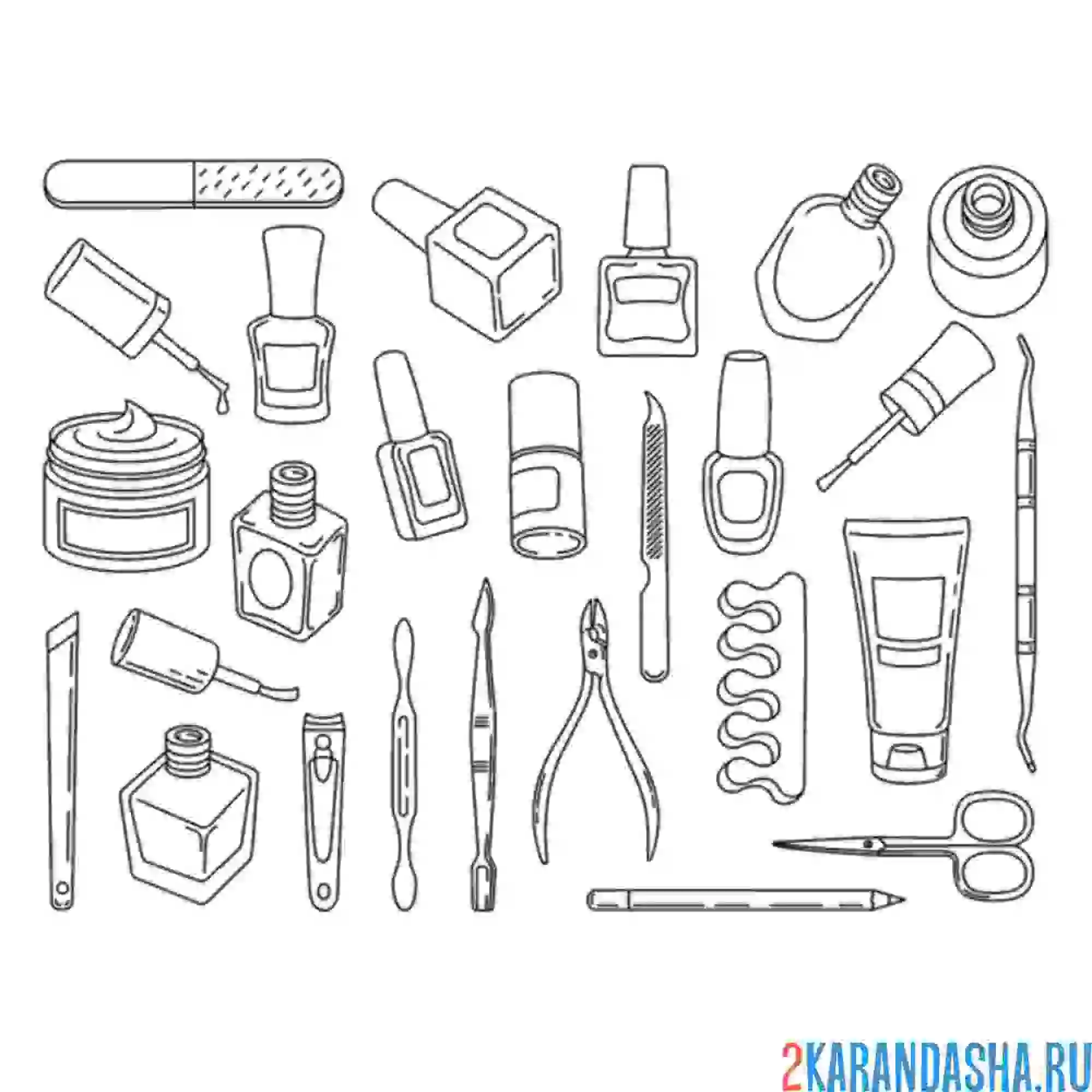 Раскраска все инструменты для маникюра