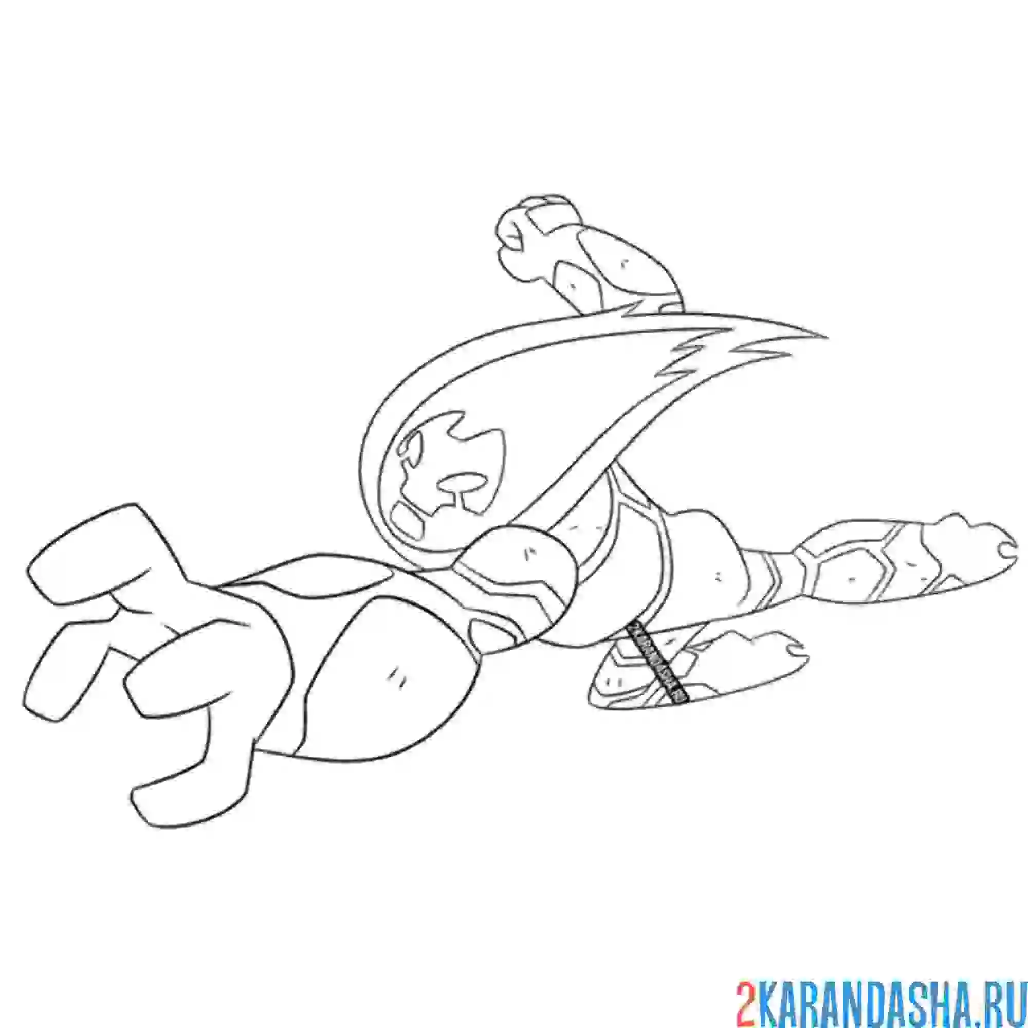 Раскраска человек-огонь пиронит бен 10