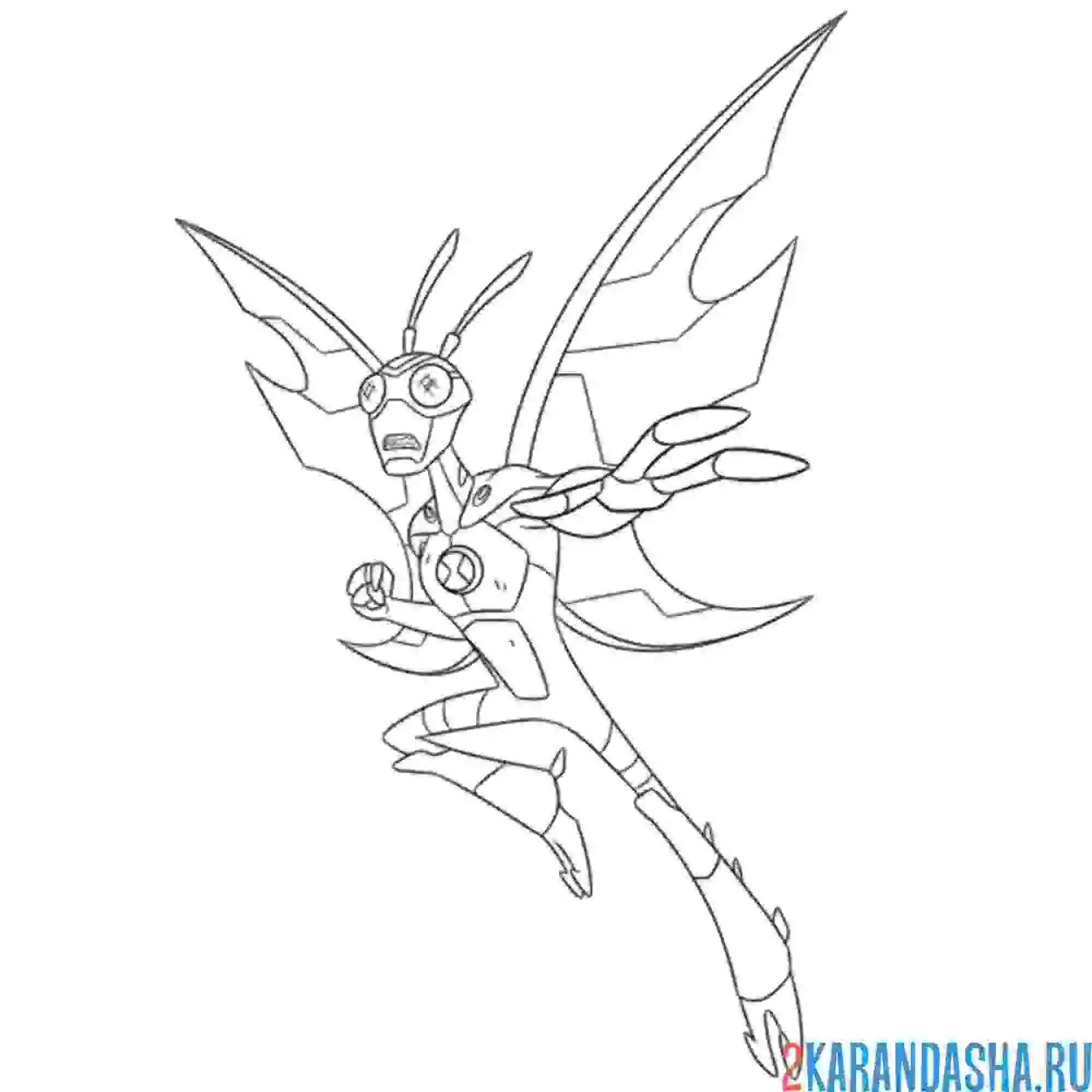 Раскраска лепидоптеран жук бен 10