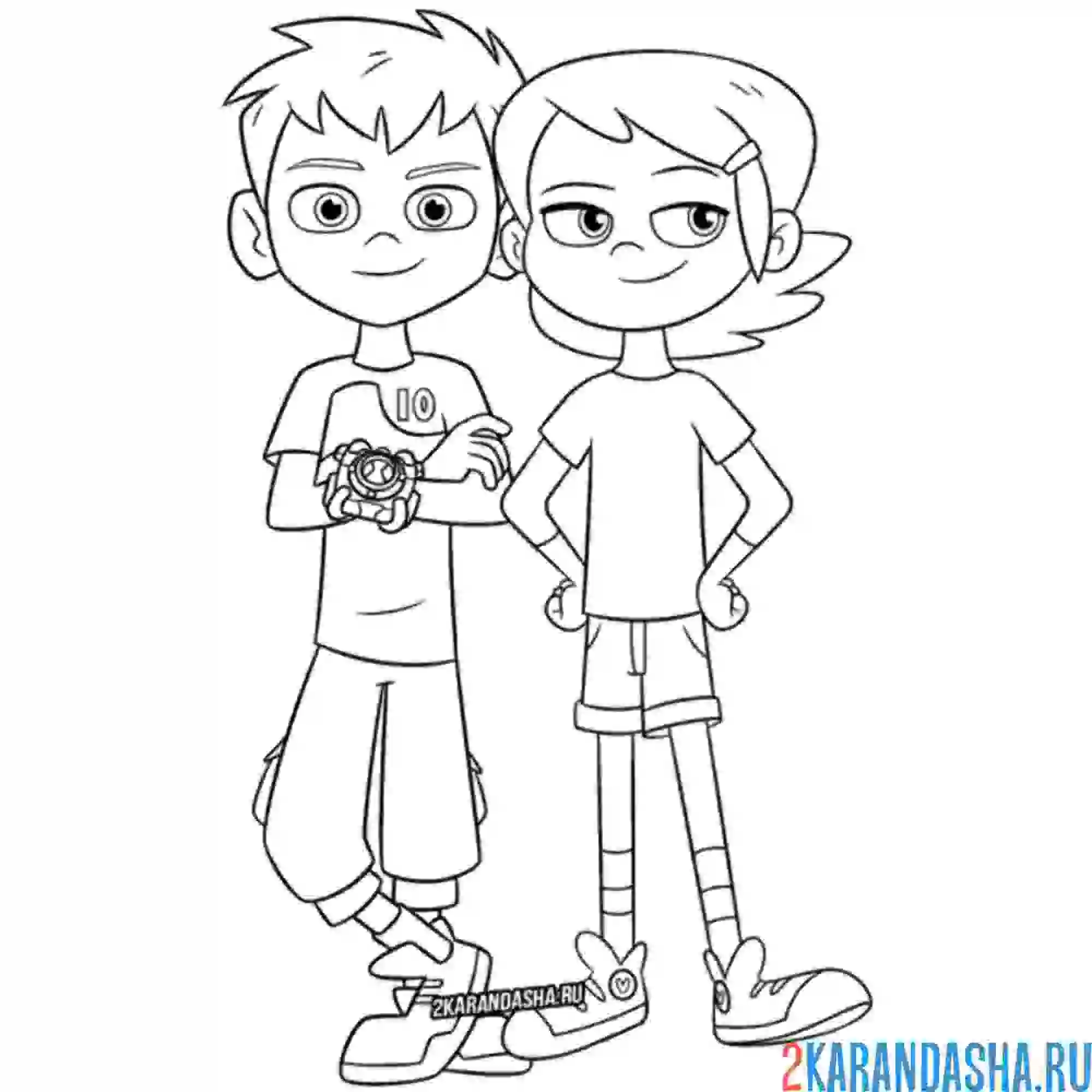Раскраска бен и гвен теннисоны