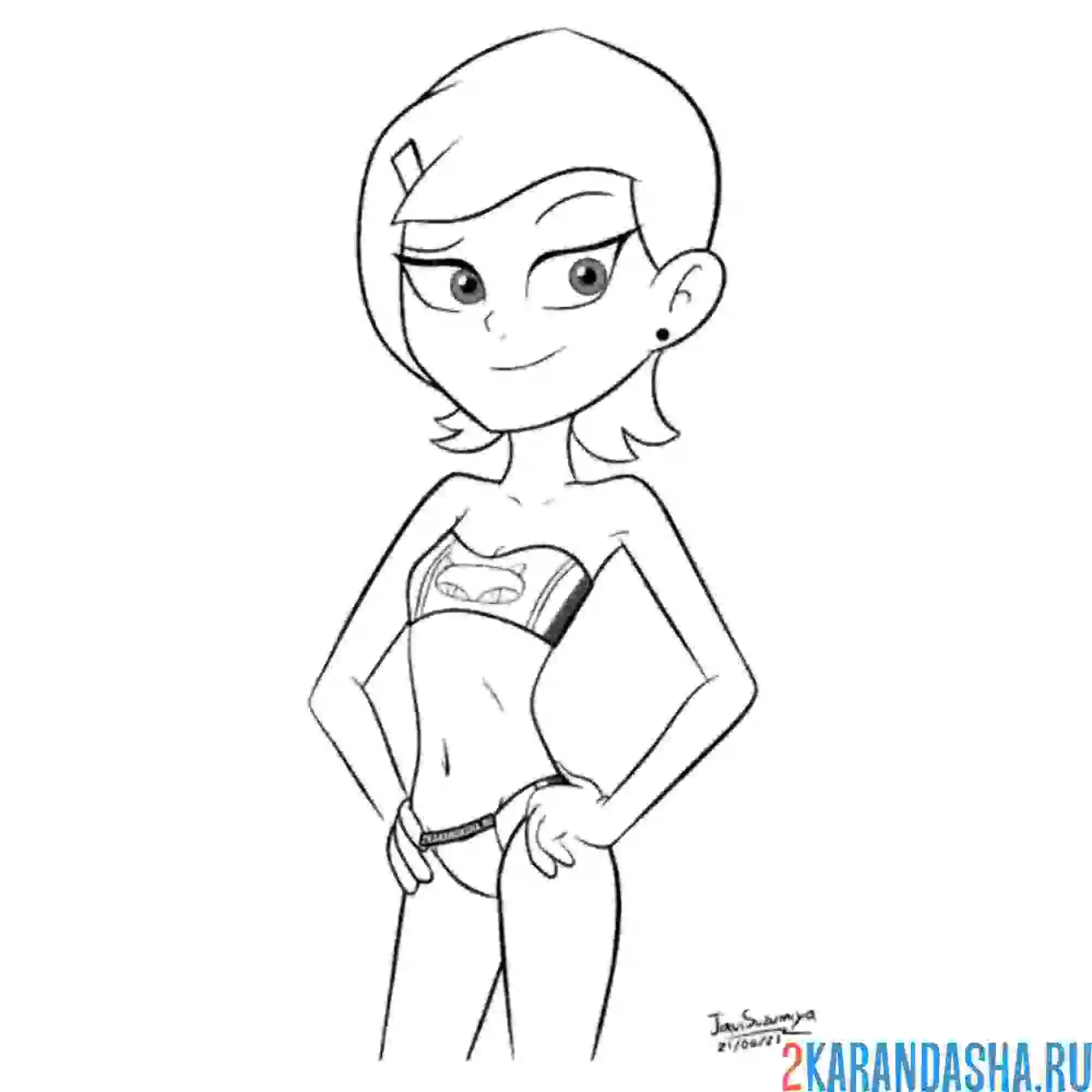 Раскраска гвен теннисон в купальнике