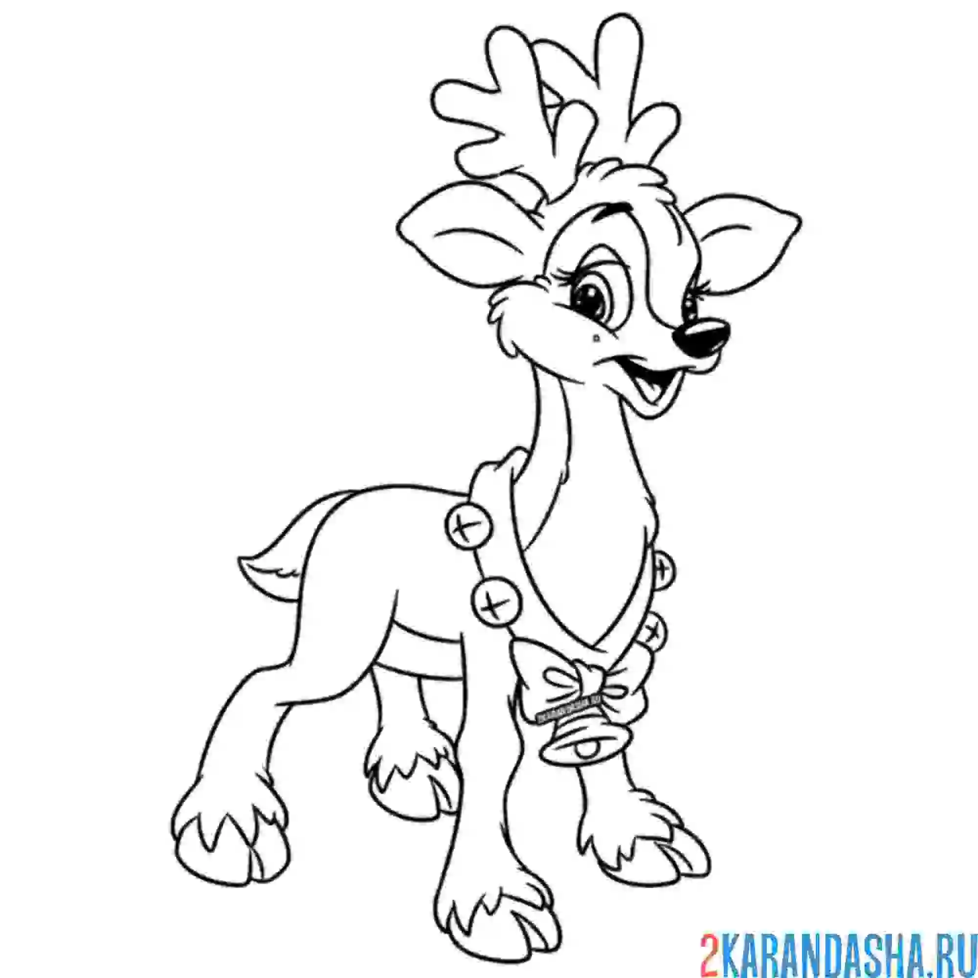 Раскраска красивый новогодний олень