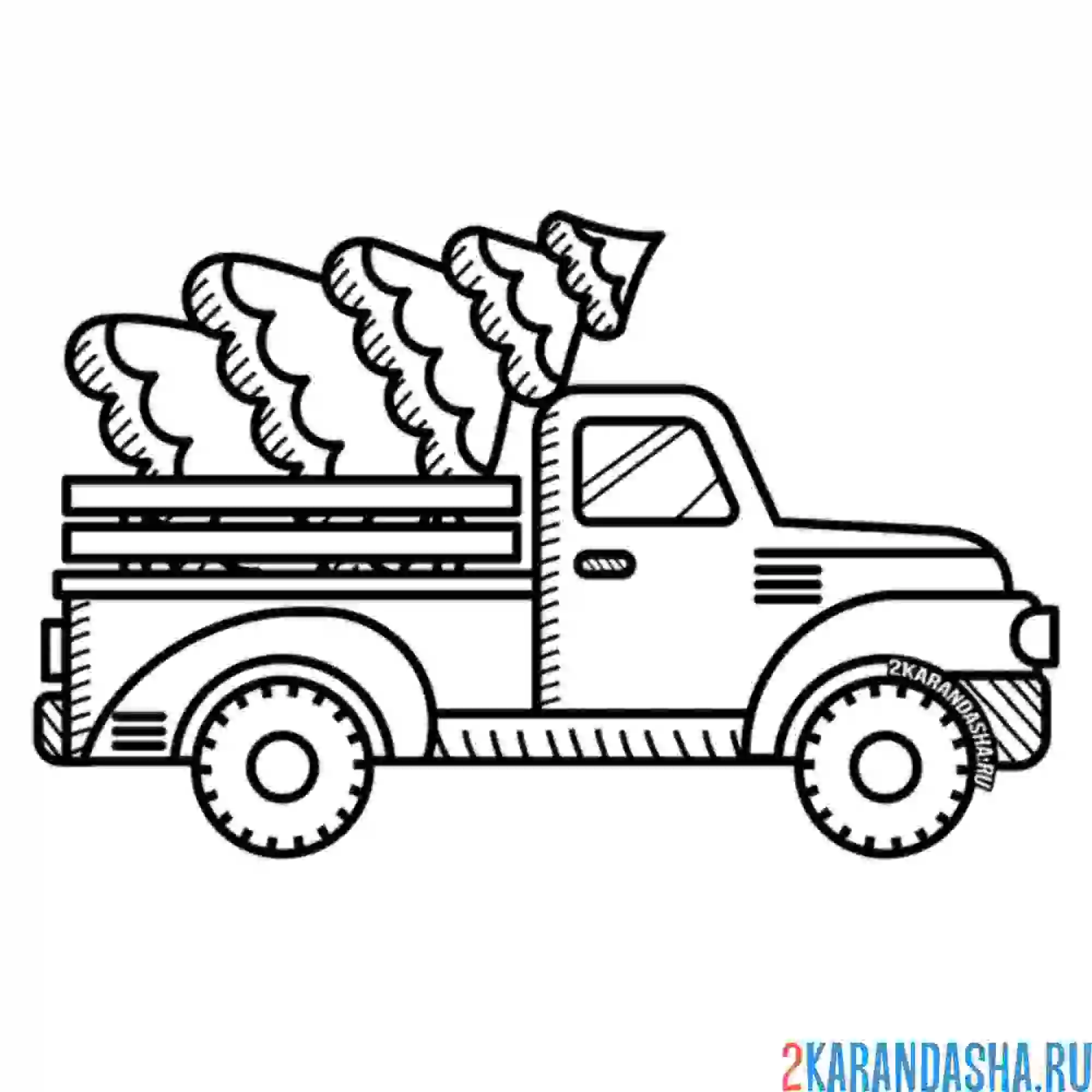 Раскраска новогодняя елка в машине