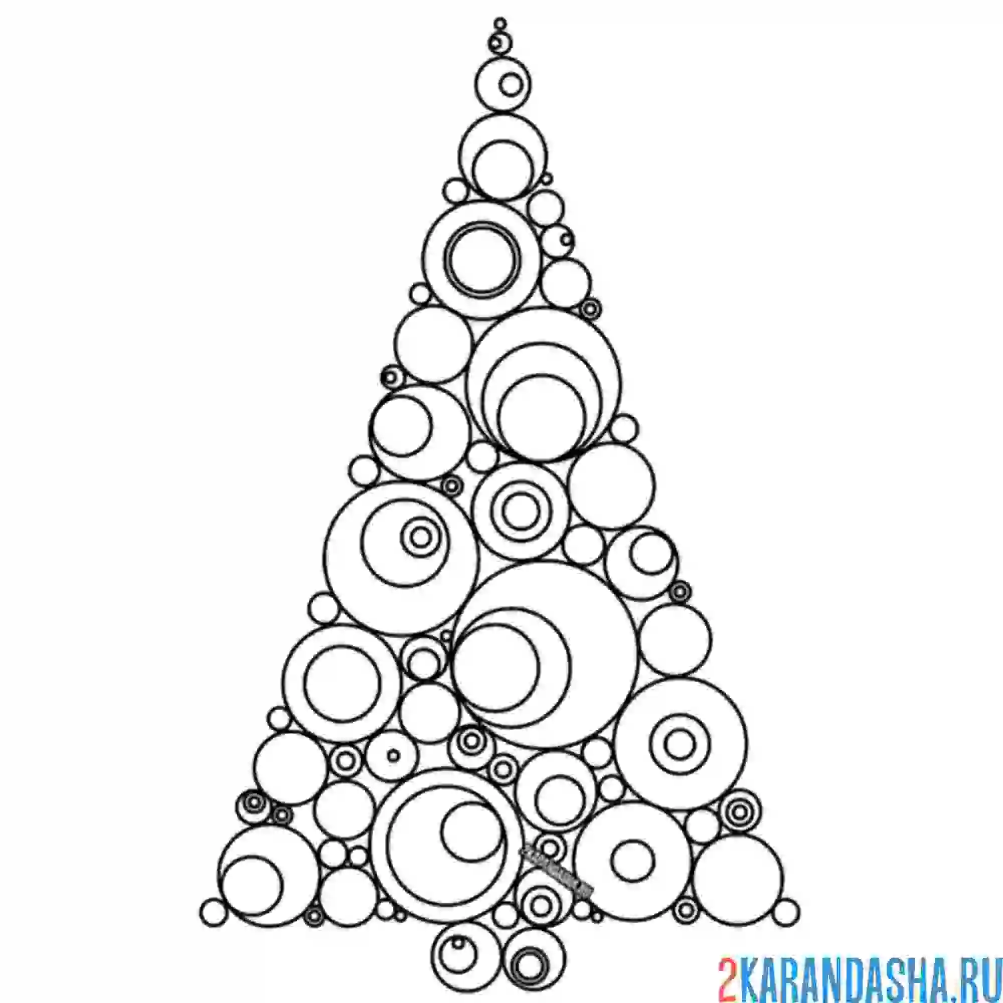Раскраска нестандартная новогодняя елка