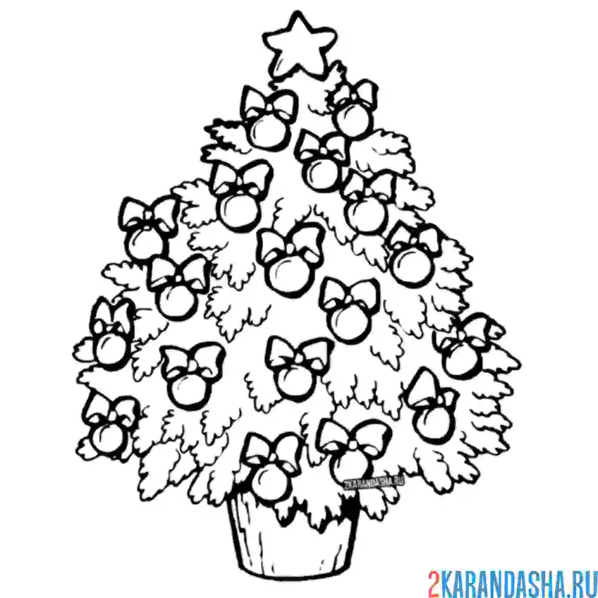 Раскраска новогодняя елка в игрушках