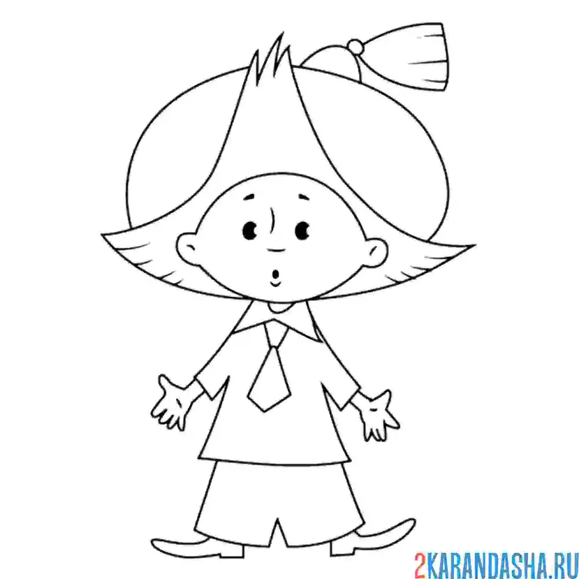 Раскраска незнайка простой рисунок