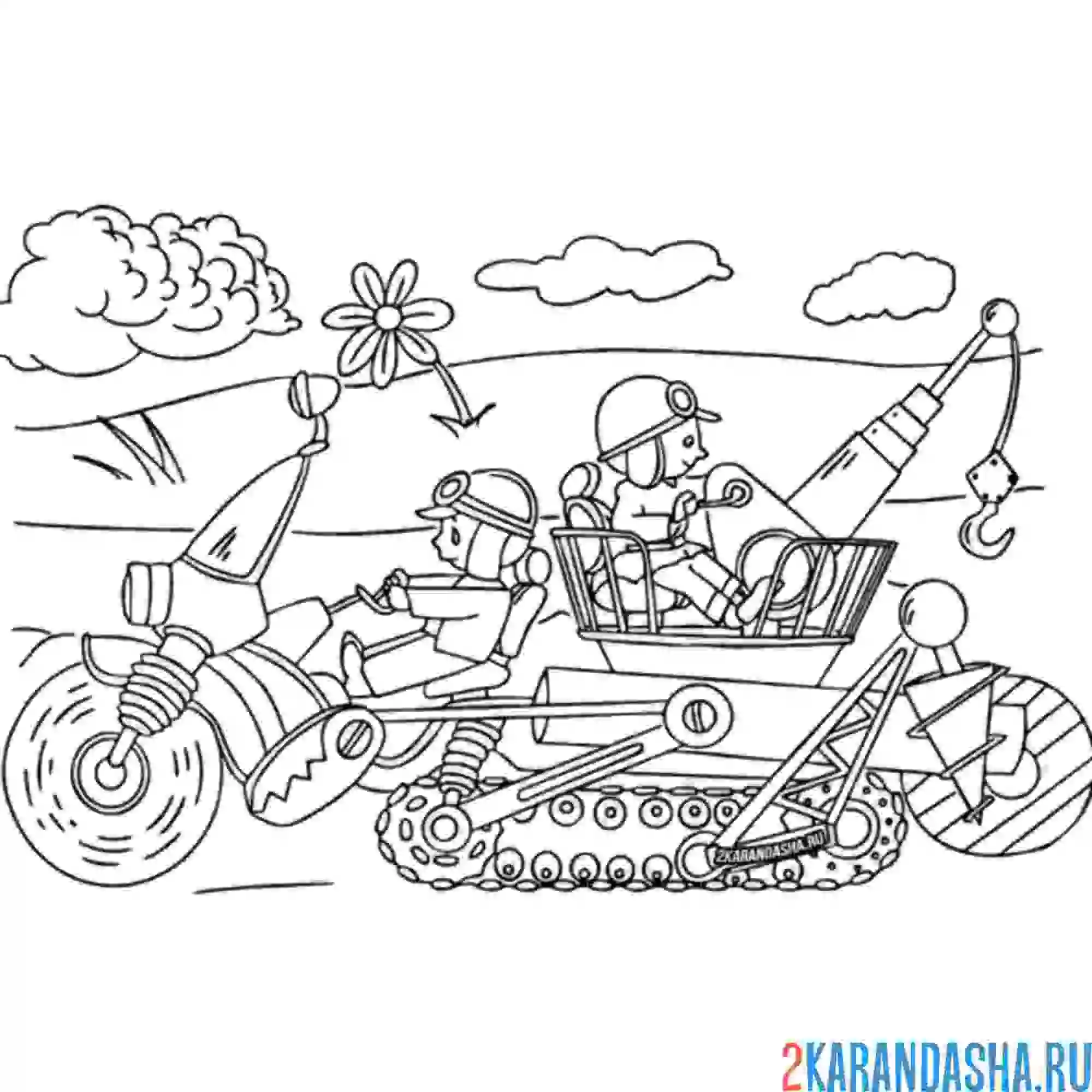 Раскраска шпунтик и винтик из незнайки