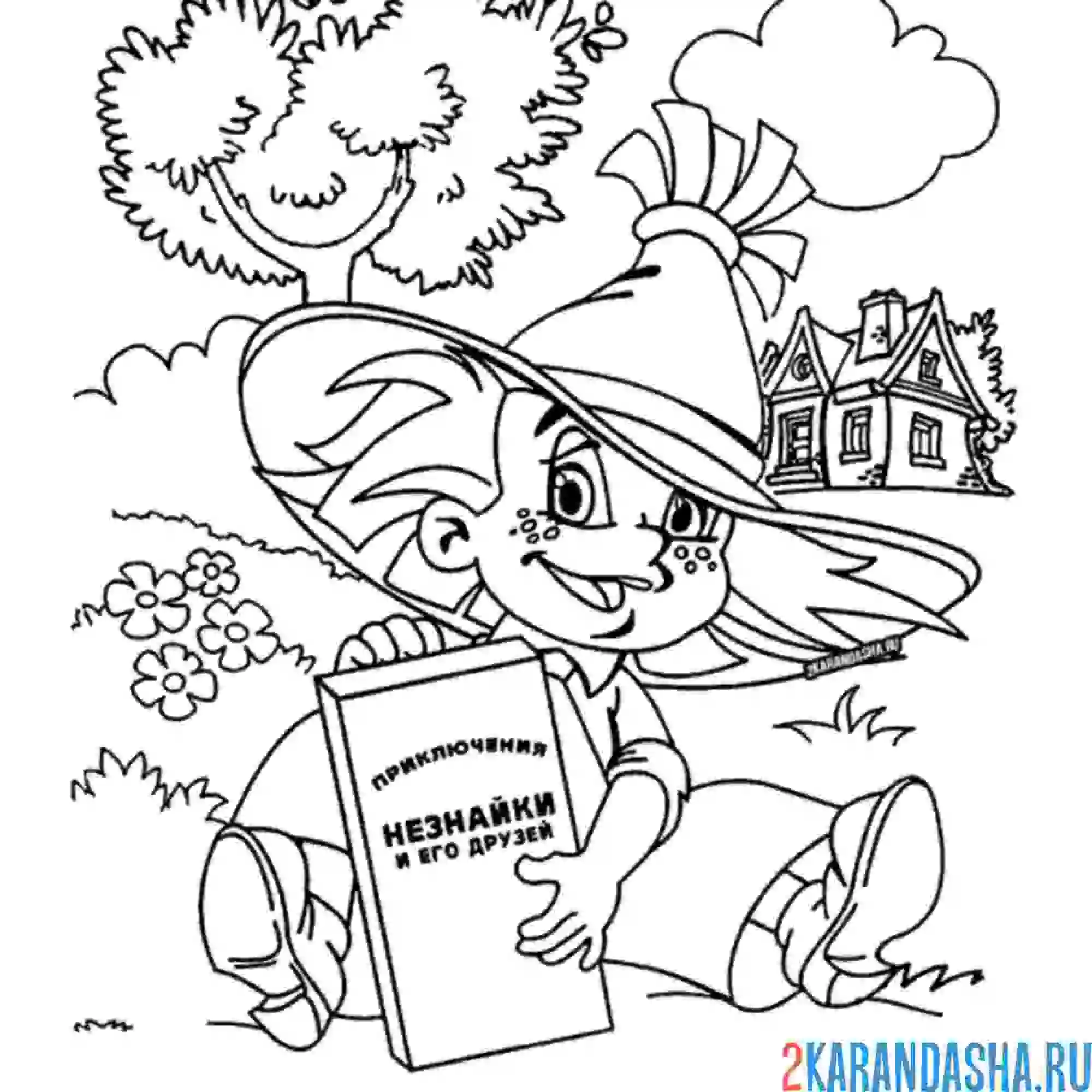 Раскраска незнайка на обложку