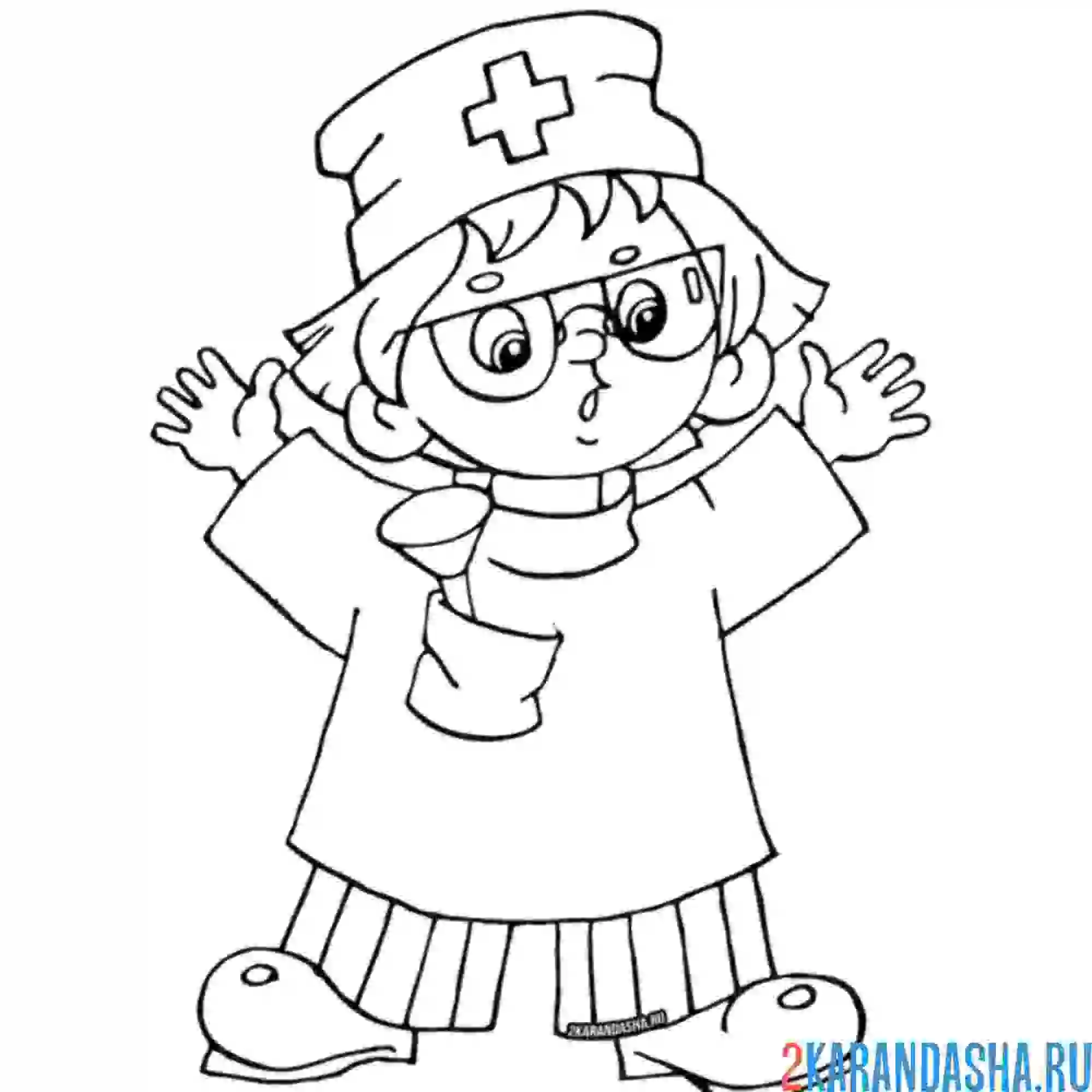 Раскраска доктор из незнайки