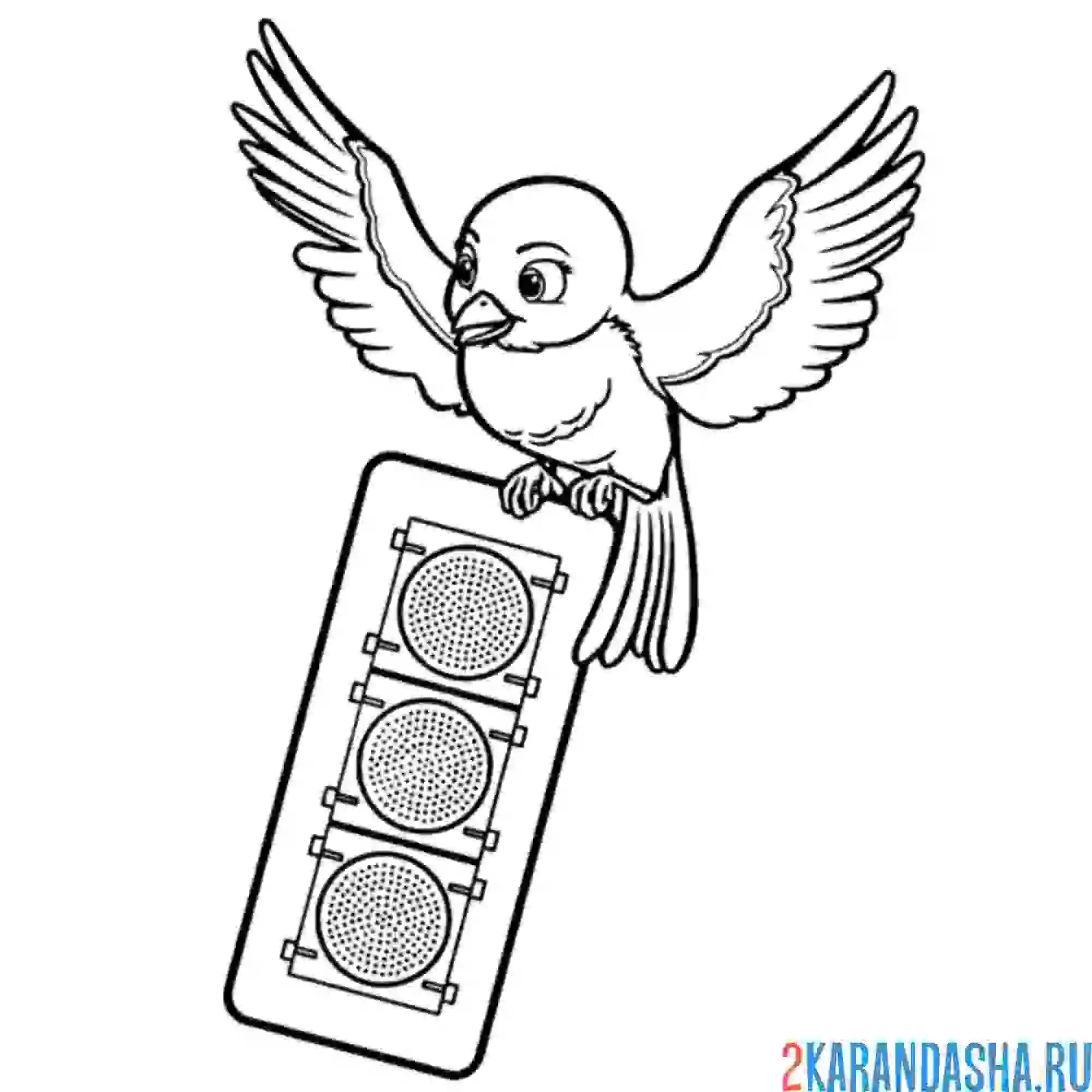 Раскраска птичка несет светофор