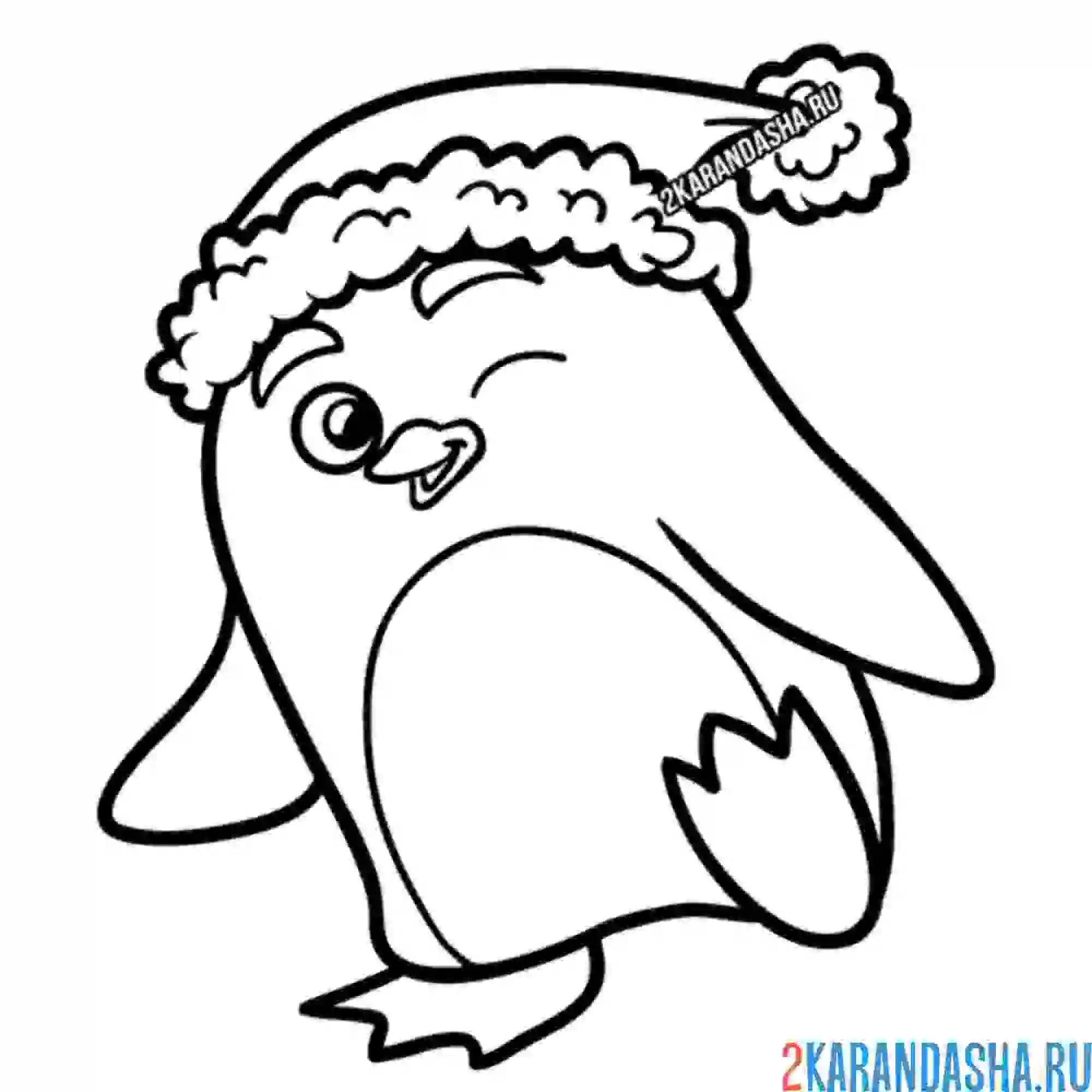 Раскраска пингвин мило подмигивает