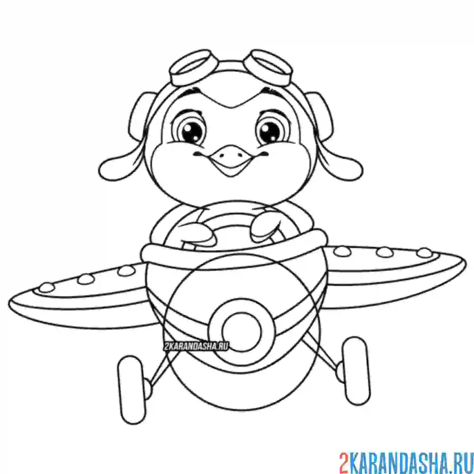 Раскраска пингвин на самолете