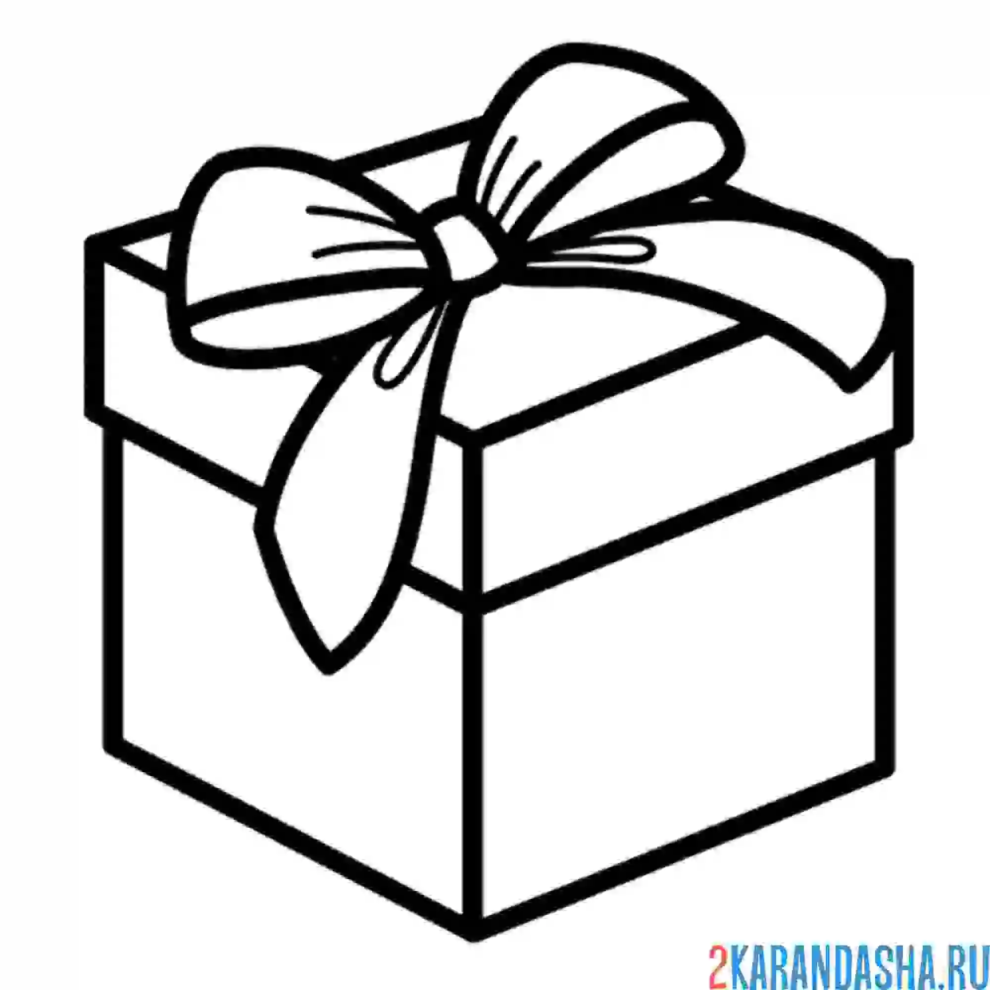 Раскраска подарок с бантом