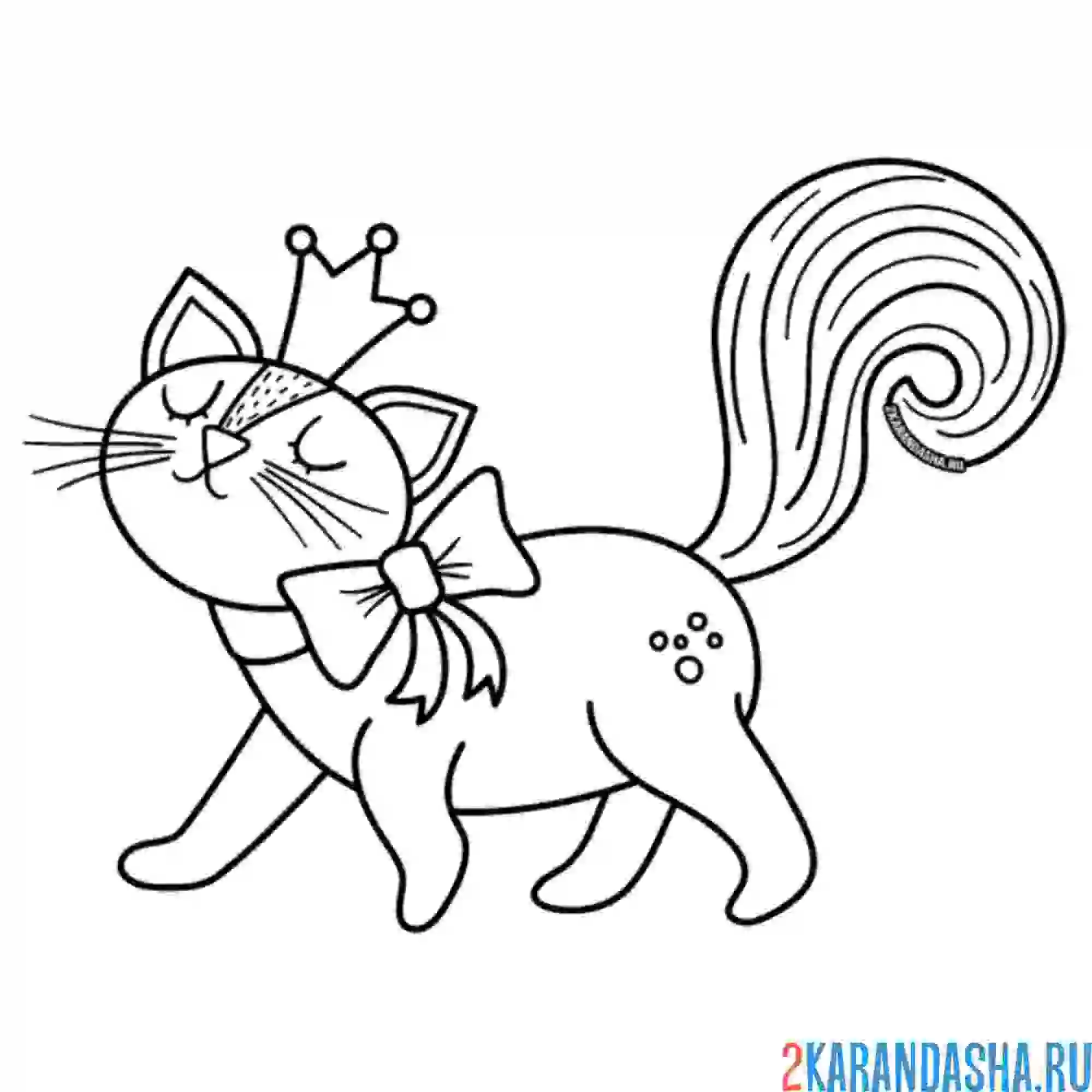 Раскраска кошечка в короне