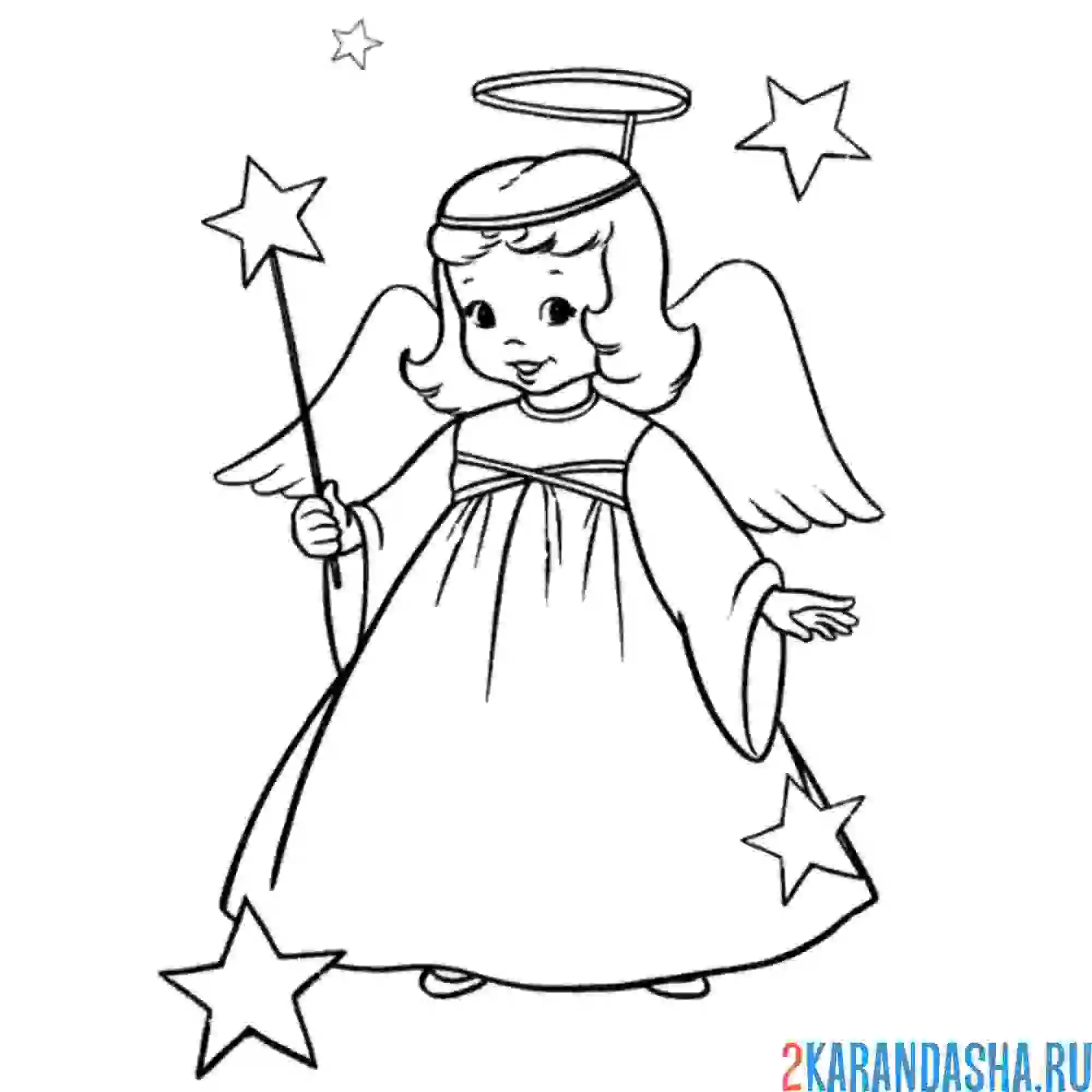 Раскраска ангел на рождество