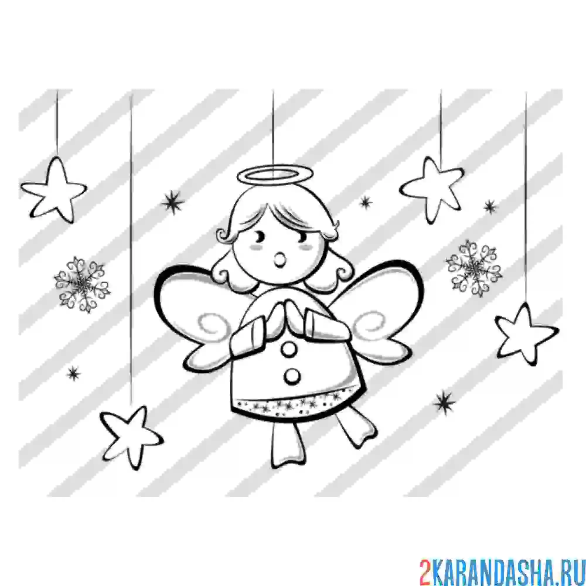 Раскраска ангелок на рождество