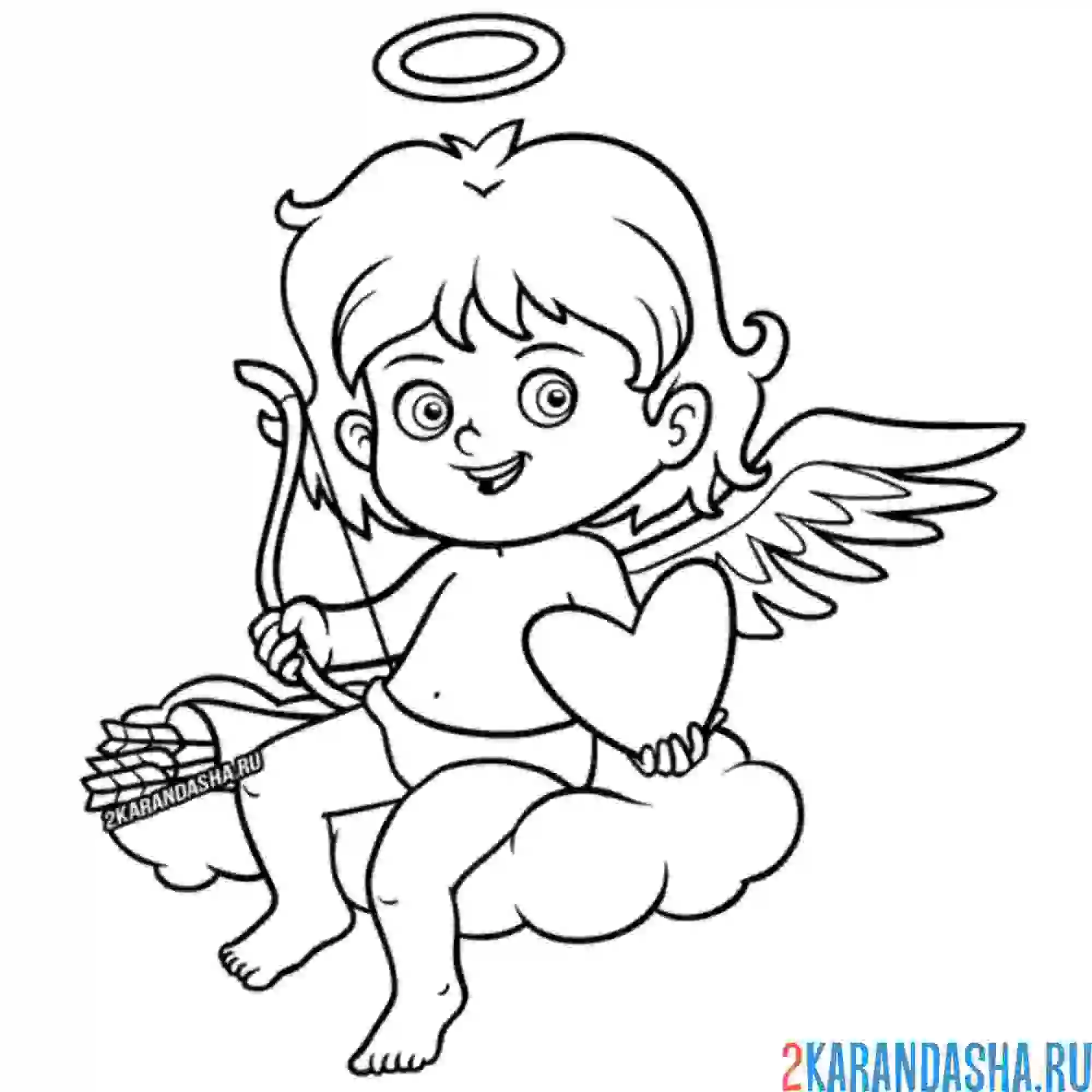 Раскраска ангелок на облаке