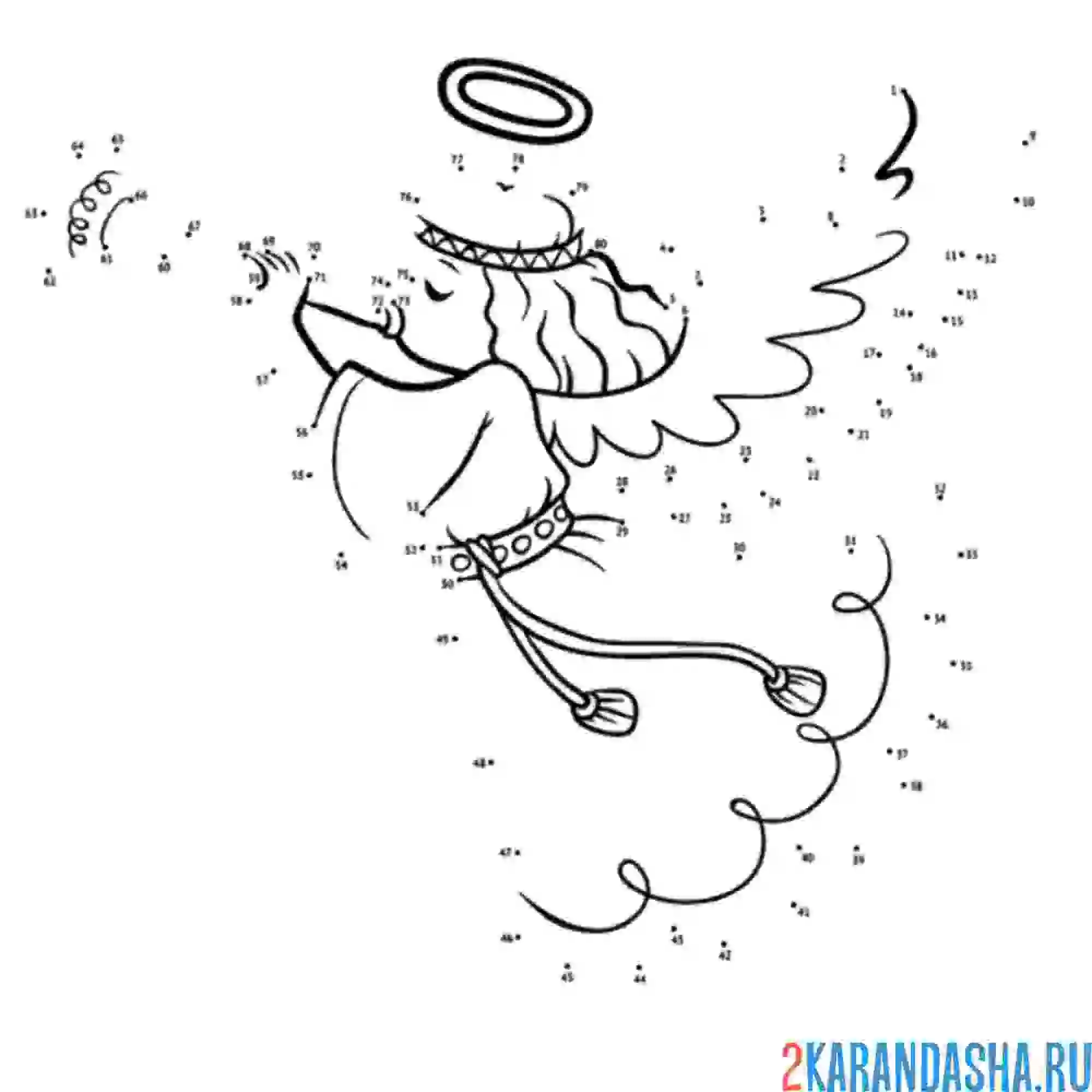 Раскраска ангелок по цифрам