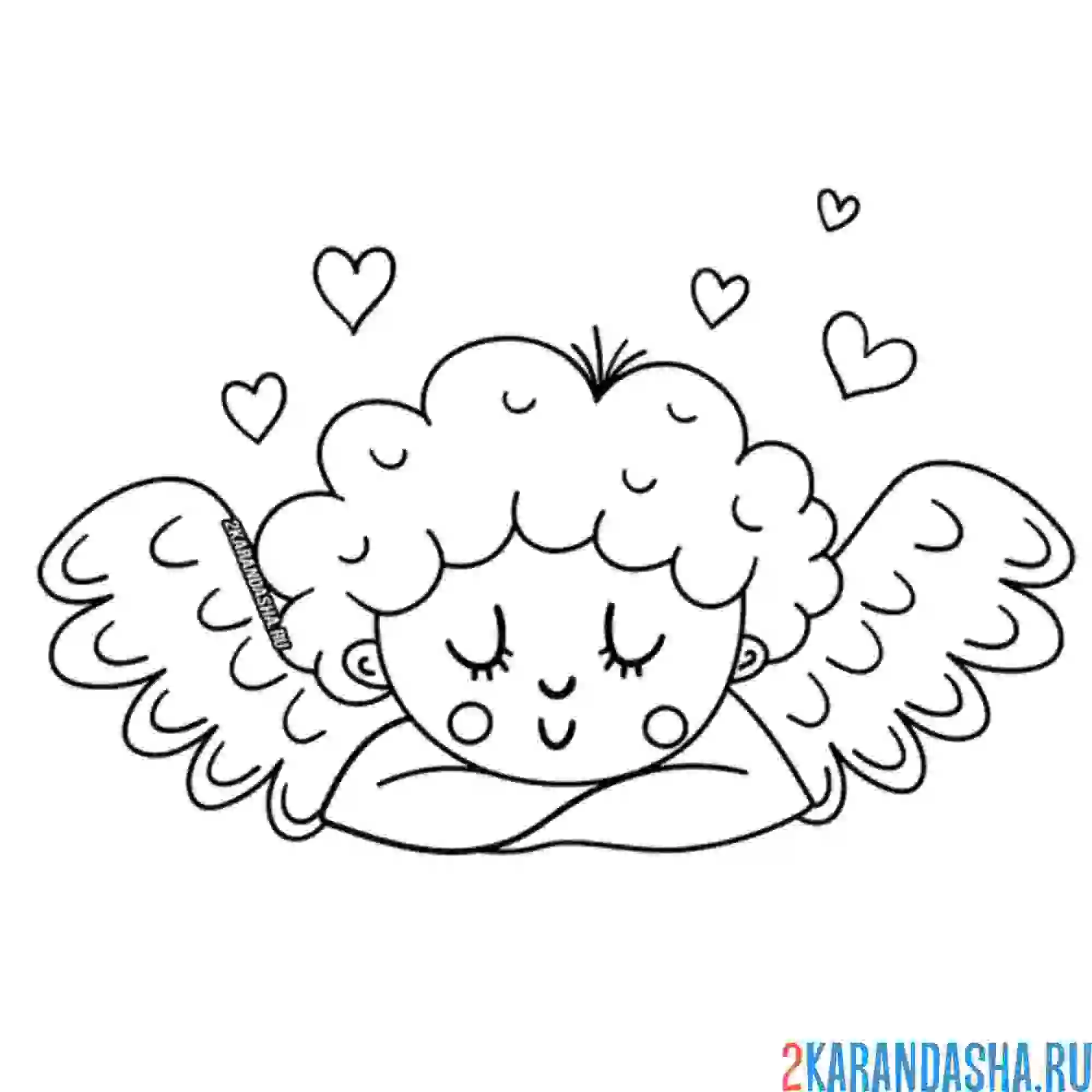 Раскраска ангелок спит