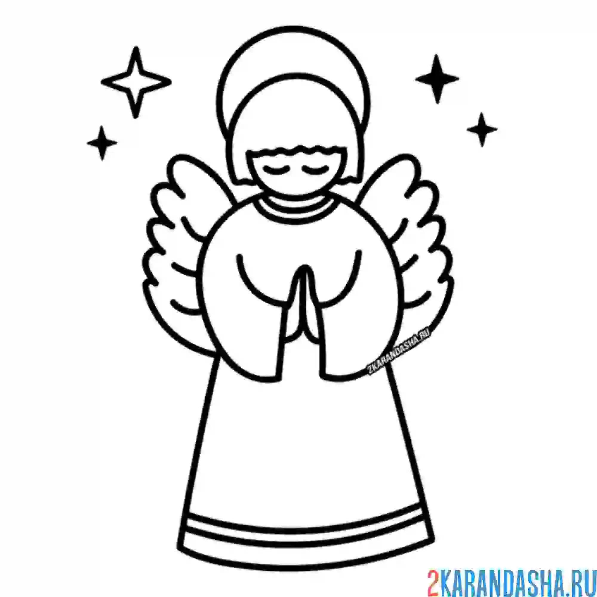 Раскраска ангел в небесах