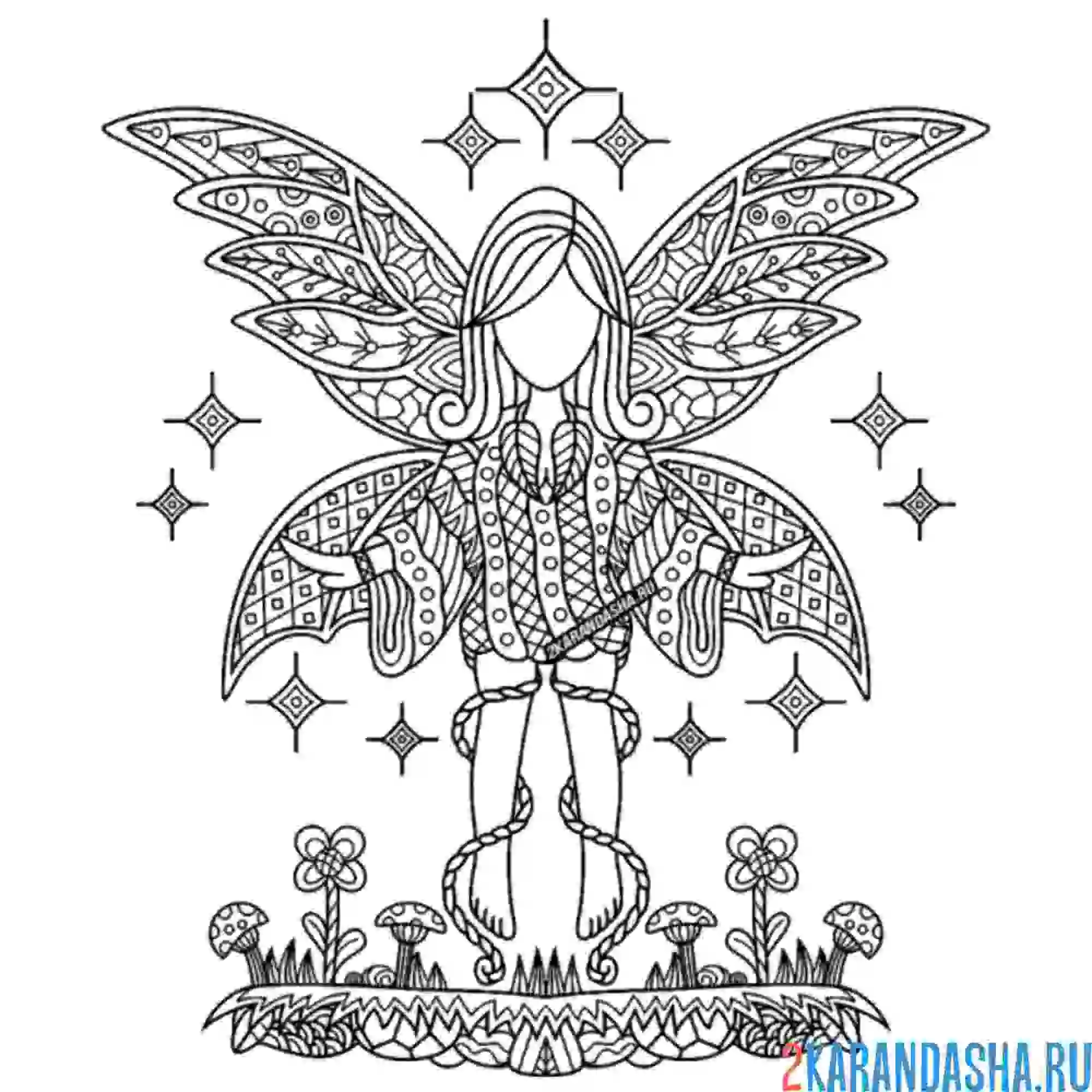 Раскраска ангелок антистресс