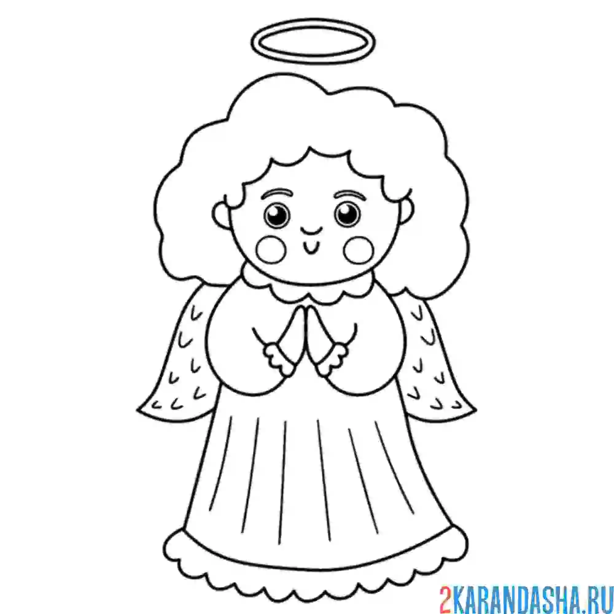 Раскраска ангел и нимб